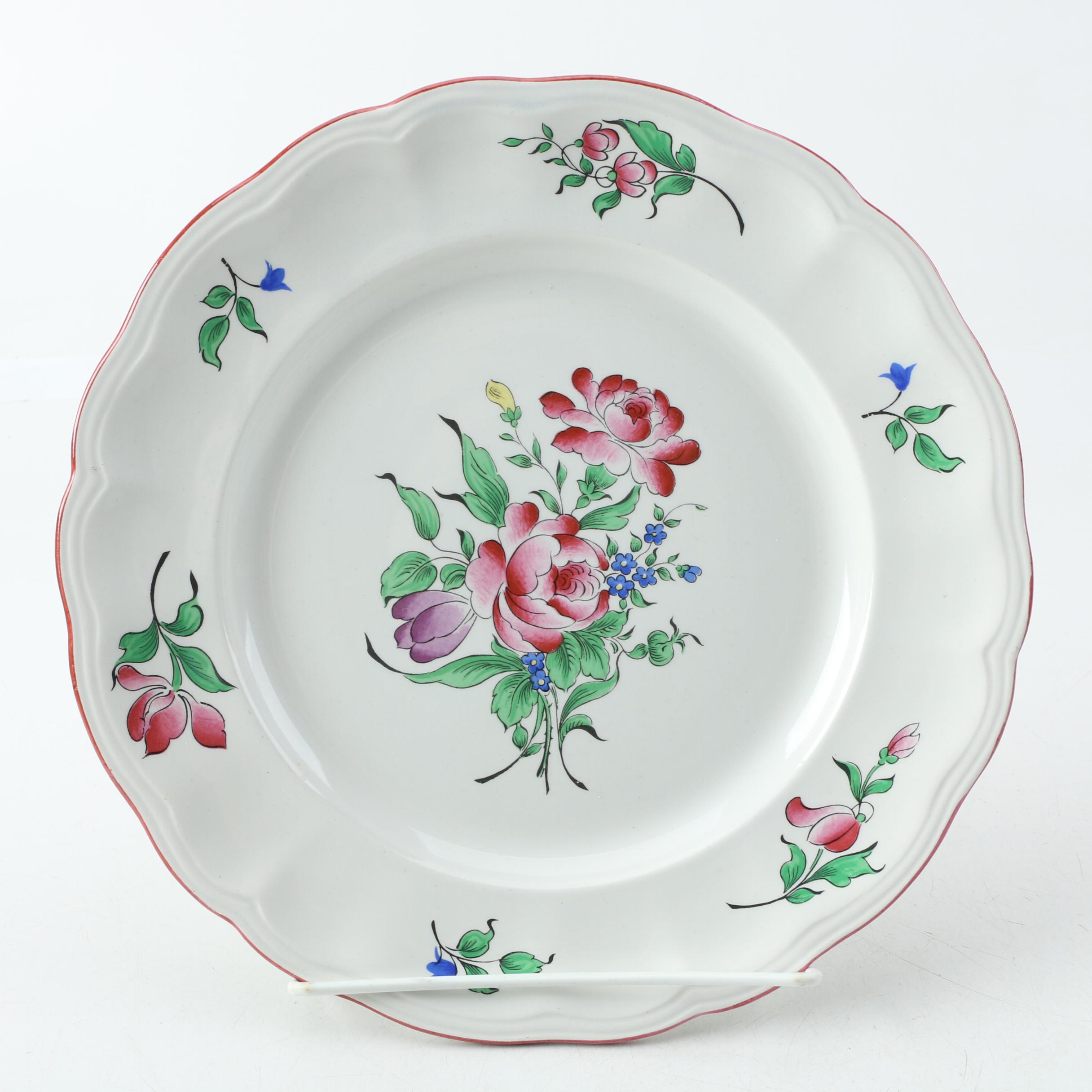 Keller & Guerrin Luneville French Faience "Old Strasbourg" Dinner Plates