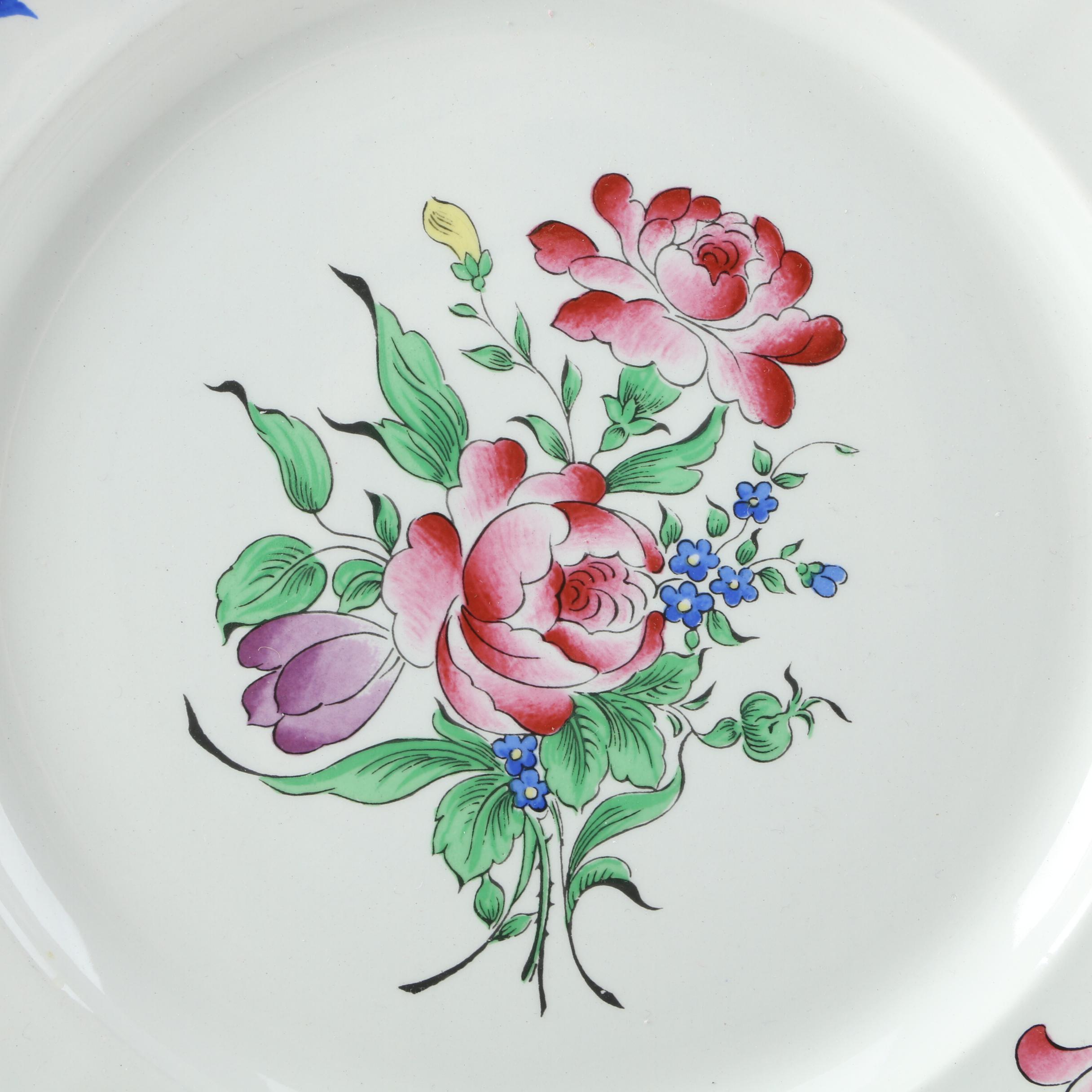 Keller & Guerrin Luneville French Faience "Old Strasbourg" Dinner Plates