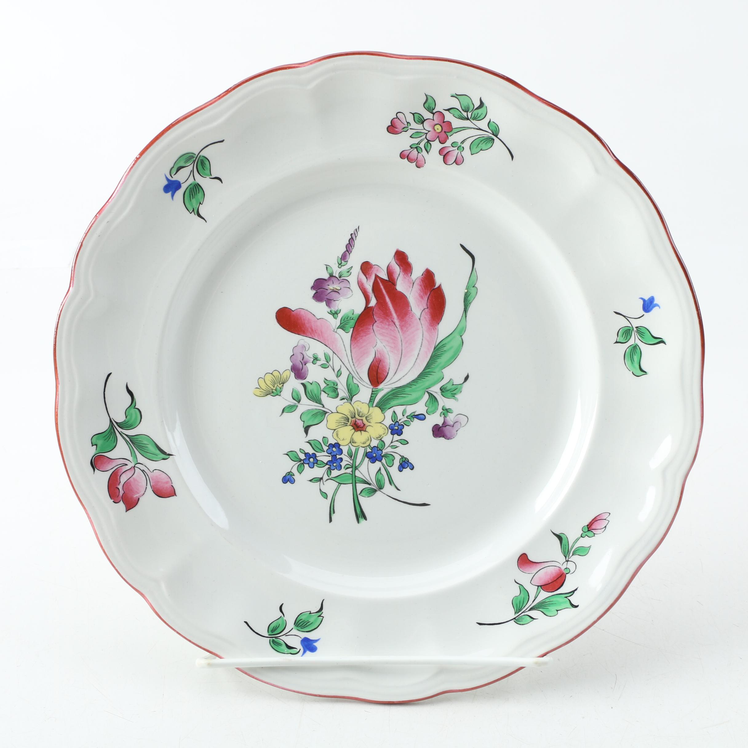 Keller & Guerrin Luneville French Faience "Old Strasbourg" Dinner Plates