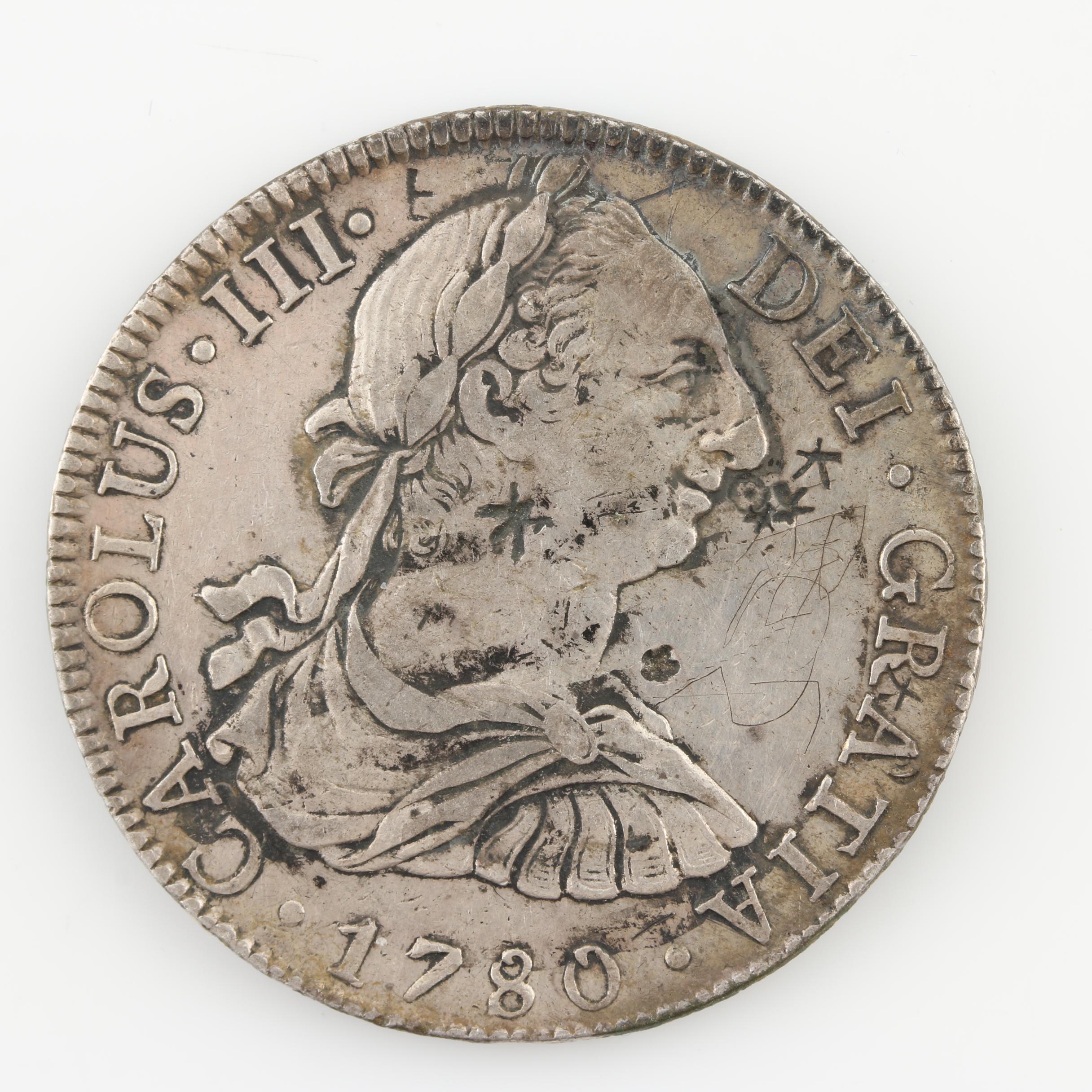 1780 Mexico Spanish Colony 8 Reales Silver Coin