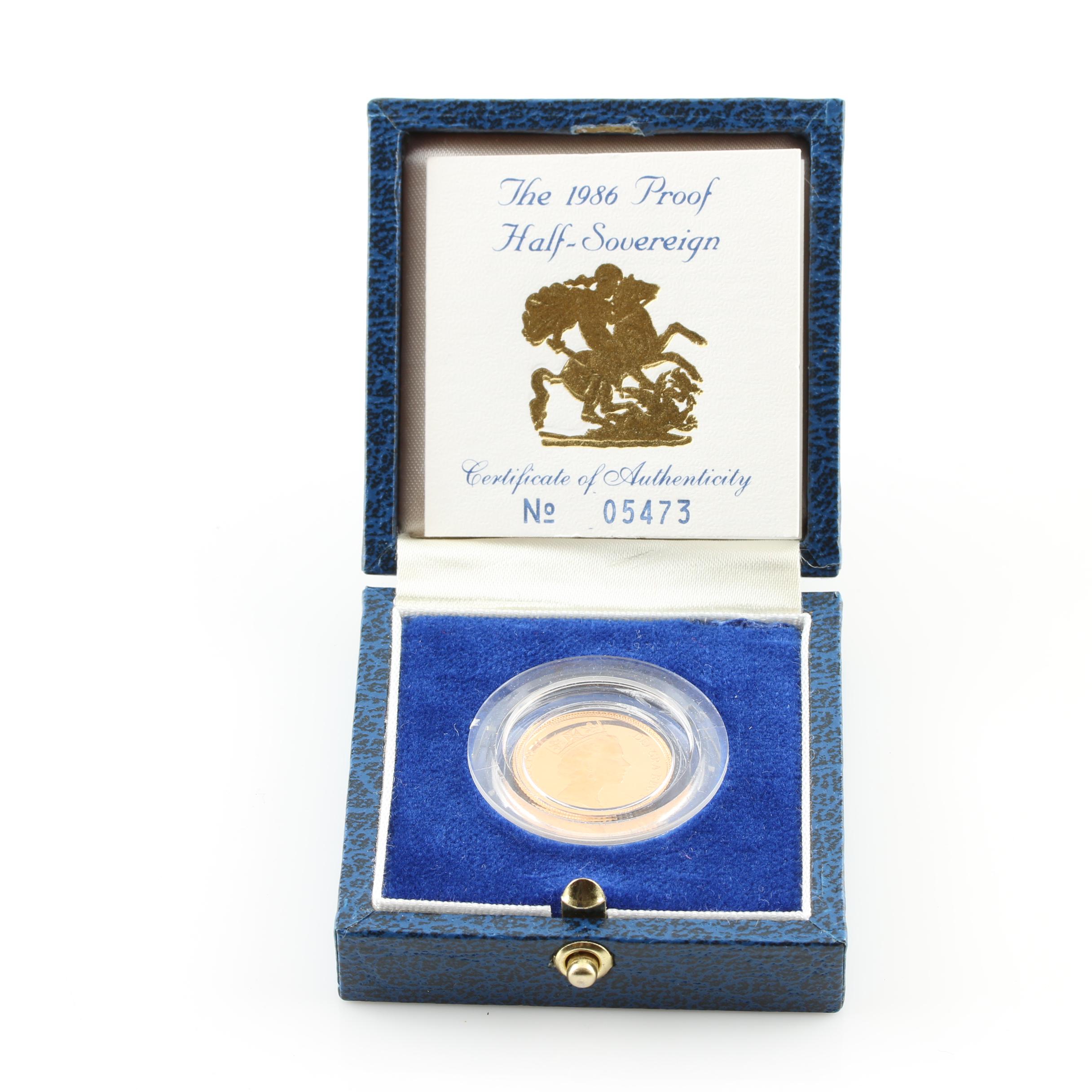 British 1986 Proof Half Sovereign Gold Coin