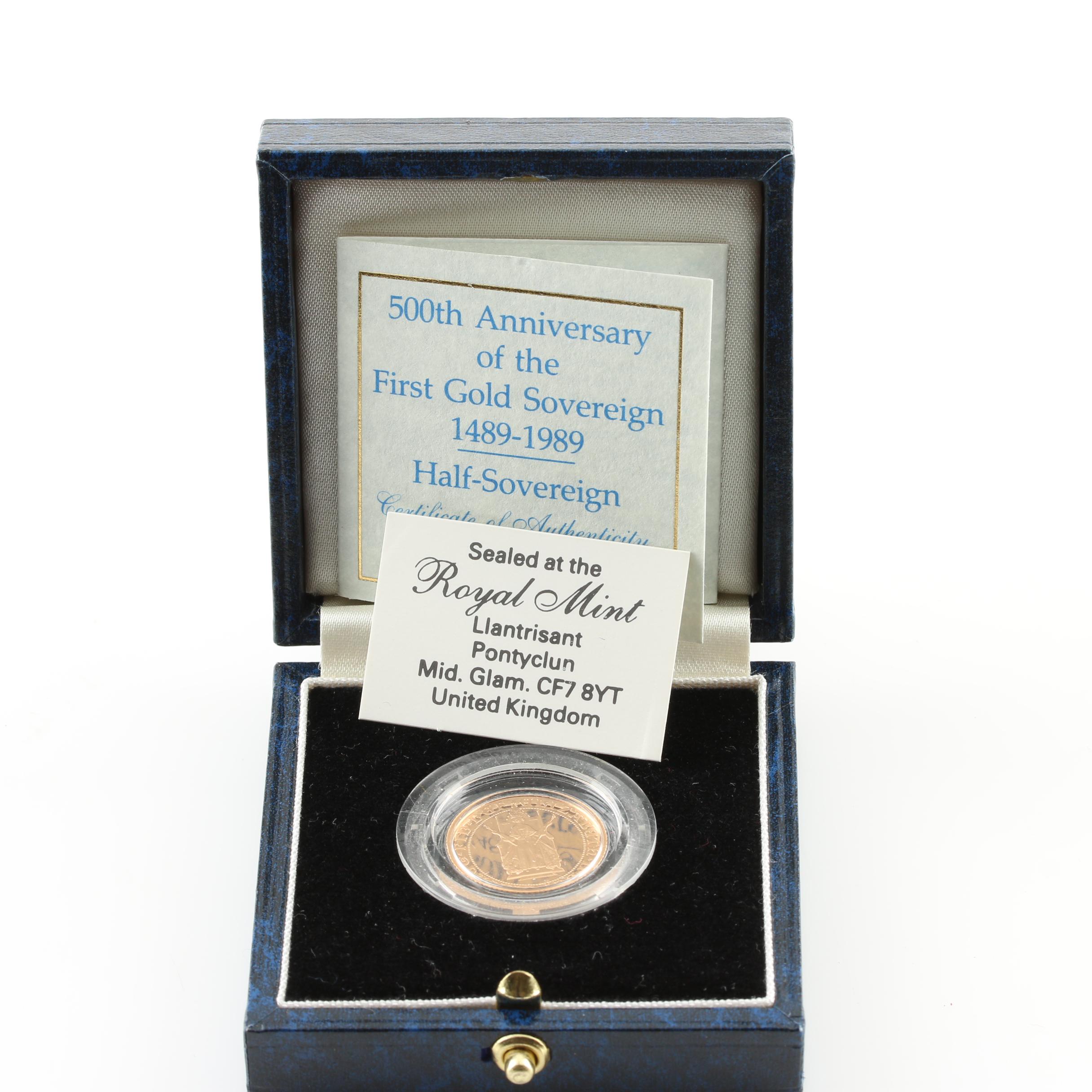 British 1989 Proof Half Sovereign Gold Coin