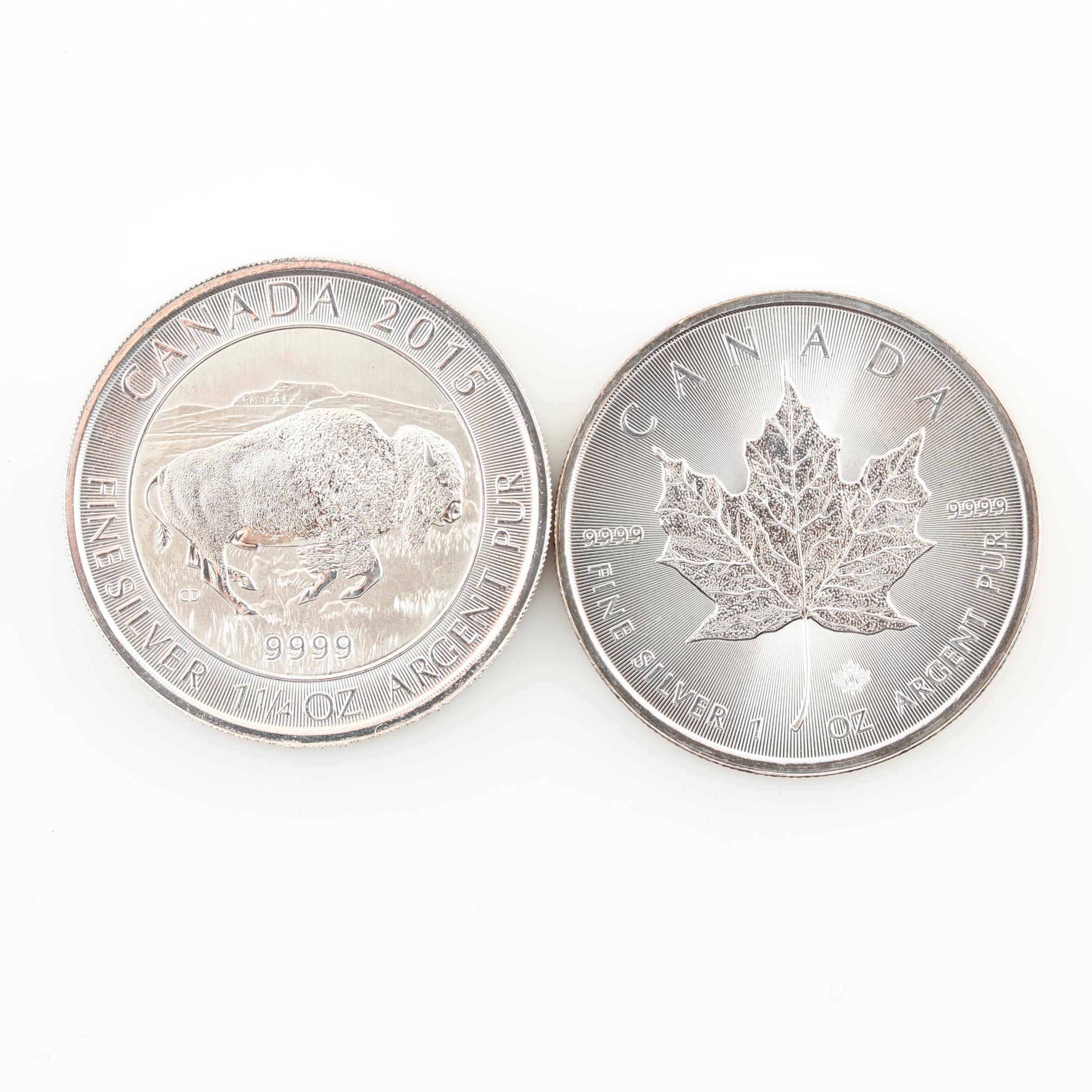 Two Canadian Silver Bullion Coins