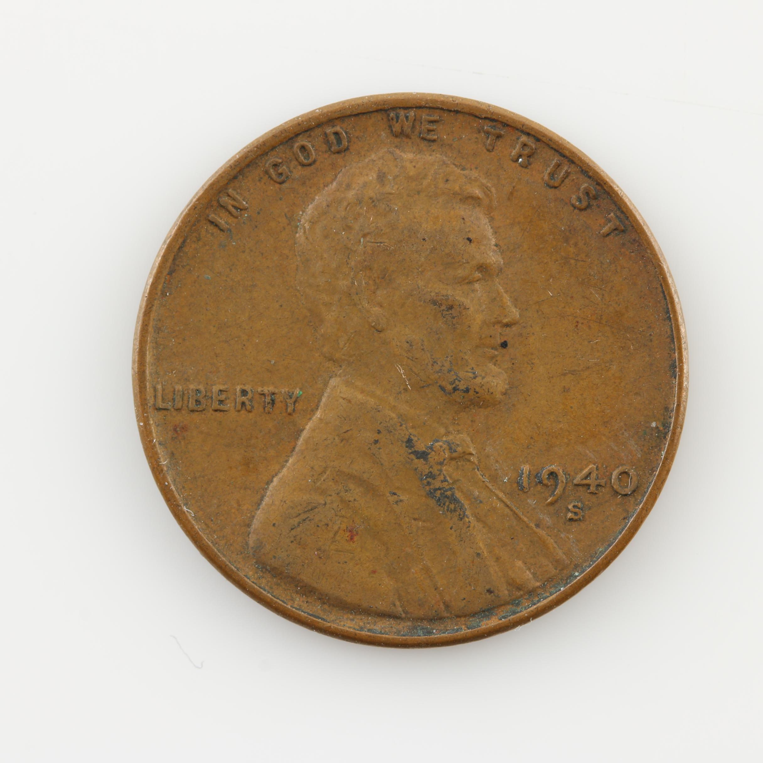 1935 Peace Silver Dollar and an Assortment of U.S. Coins