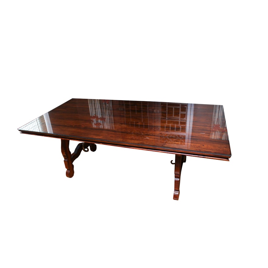 Farmhouse Style Dining Table with Glass