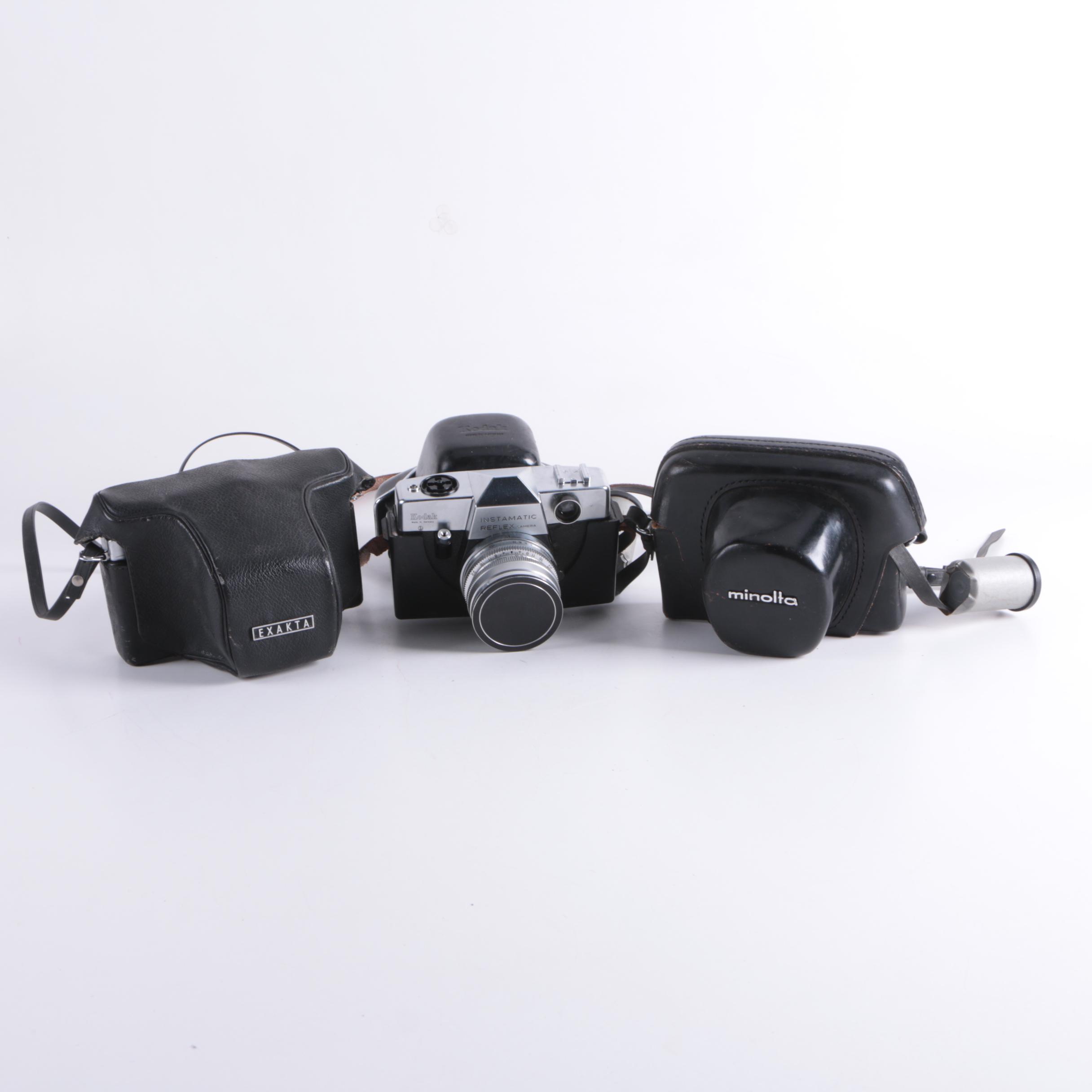 Vintage Kodak Instamatic, Minolta 7s and Exakta TL 500 Still Camera