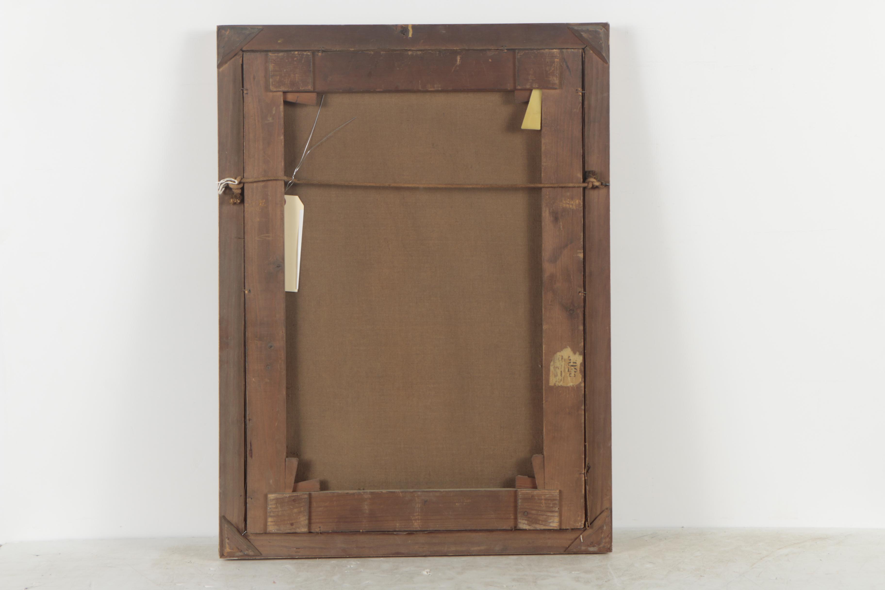 N.J.K. 1909 Oil Painting of Woman in Red and Black Dress