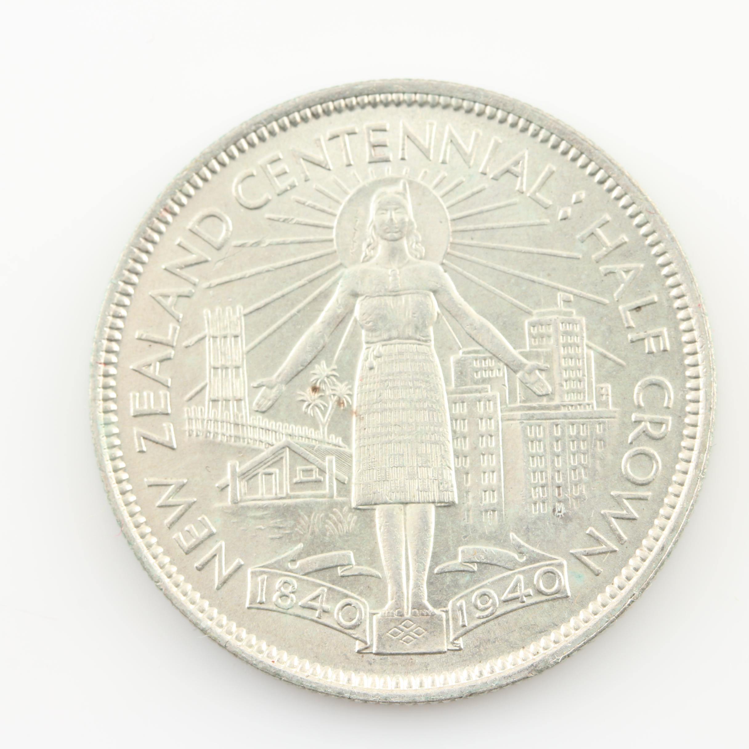 Two Vintage Commemorative Silver Coins from New Zealand