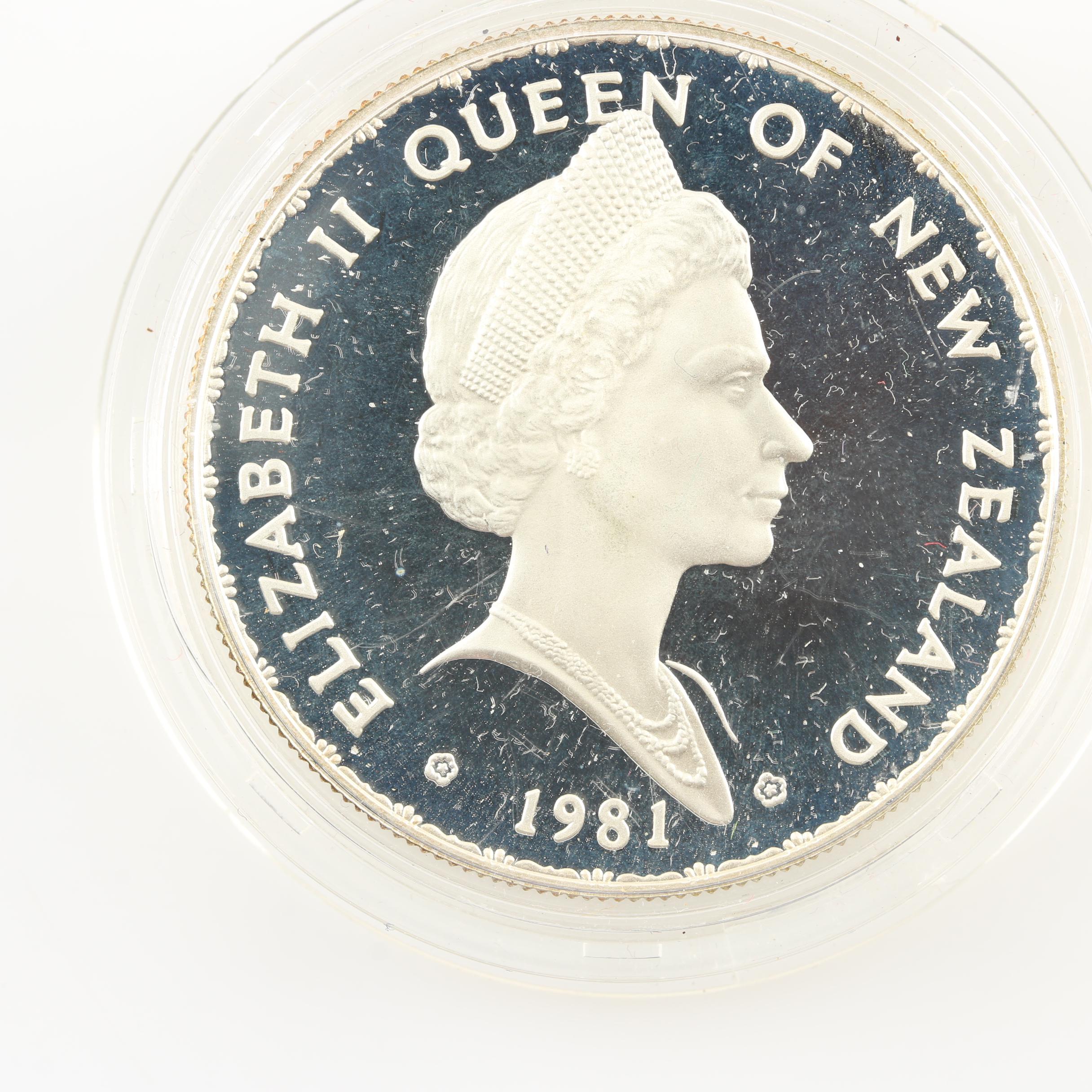 Two Vintage Commemorative Silver Coins from New Zealand