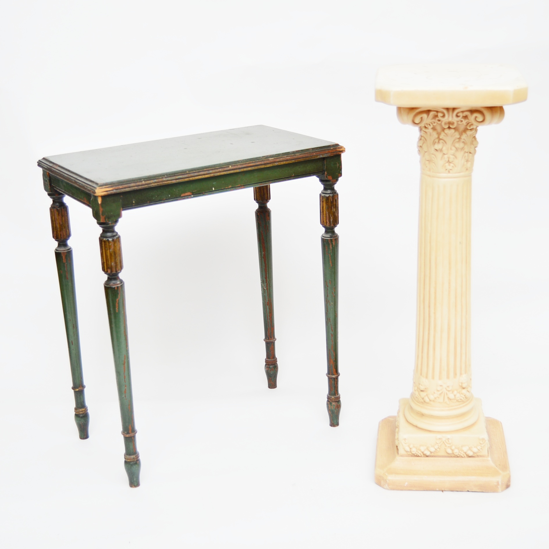 Robert Mitchell Neoclassic Style Side Table and Neoclassic Style Column