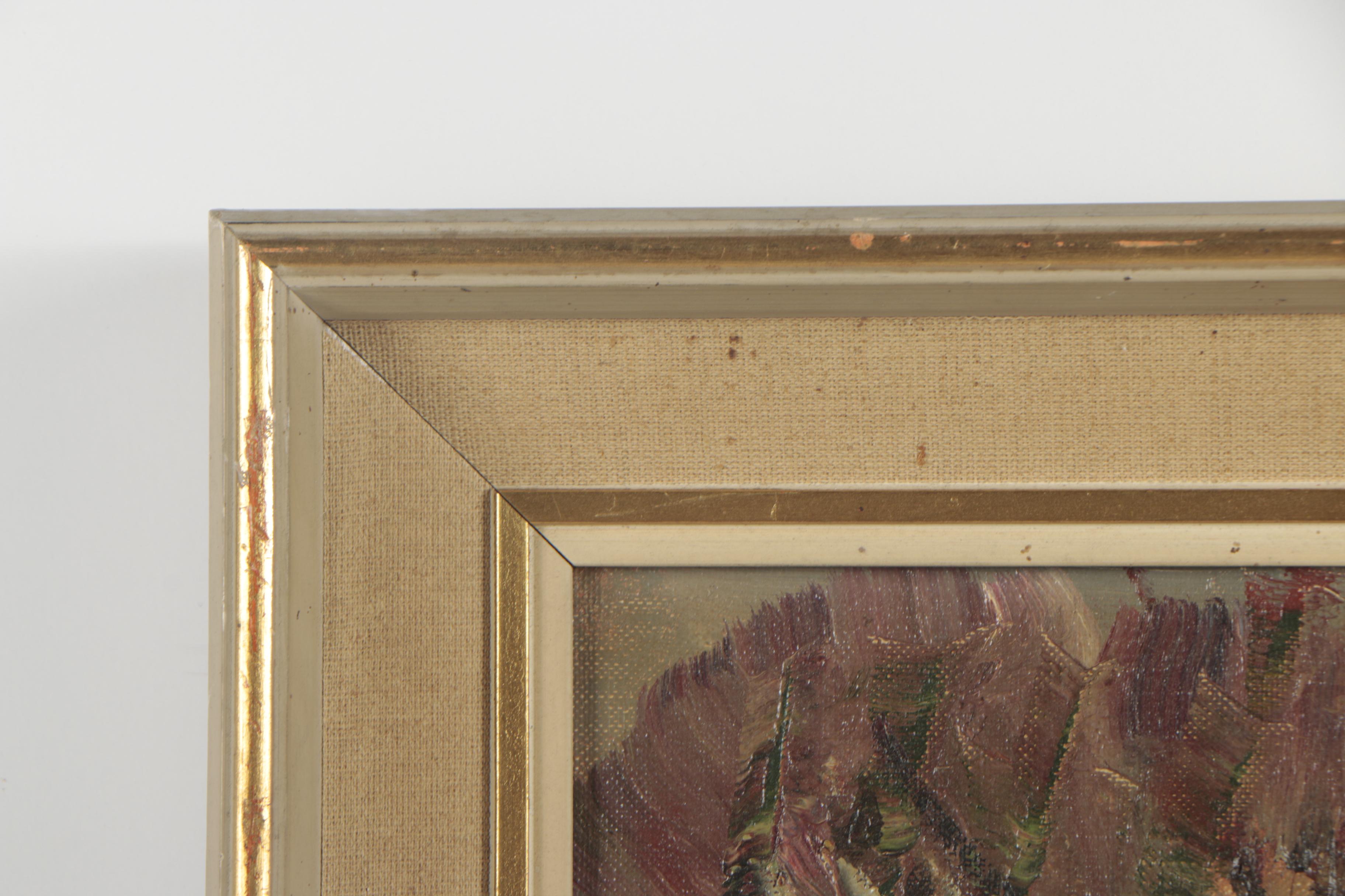 1964 Oil Painting of Modernist European Cityscape