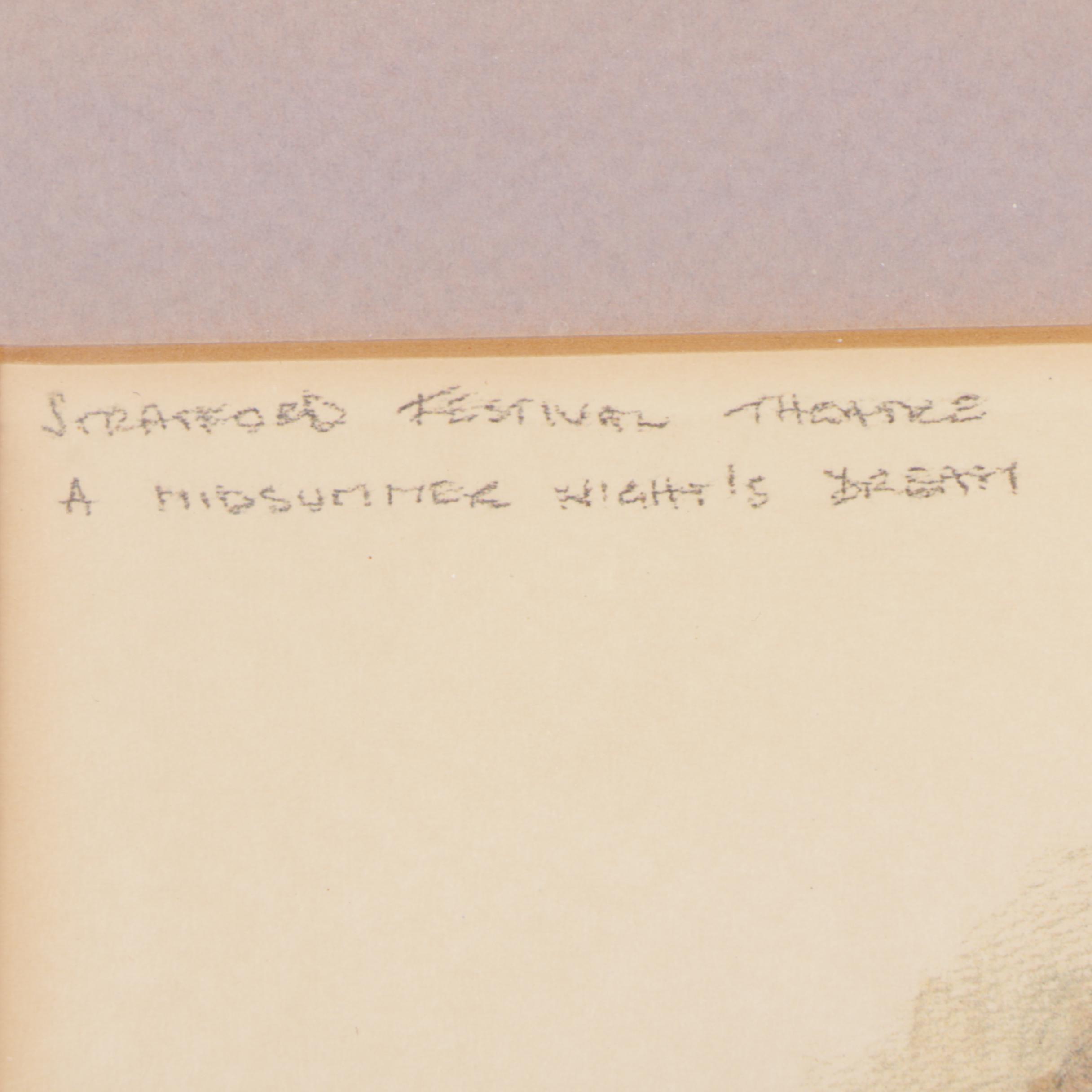 Reproduction Costume Sketch After Susan Benson "Ms. Jessica Tandy - Titania"