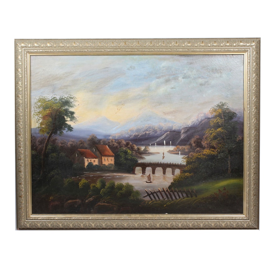 Vintage Oil Painting of Landscape