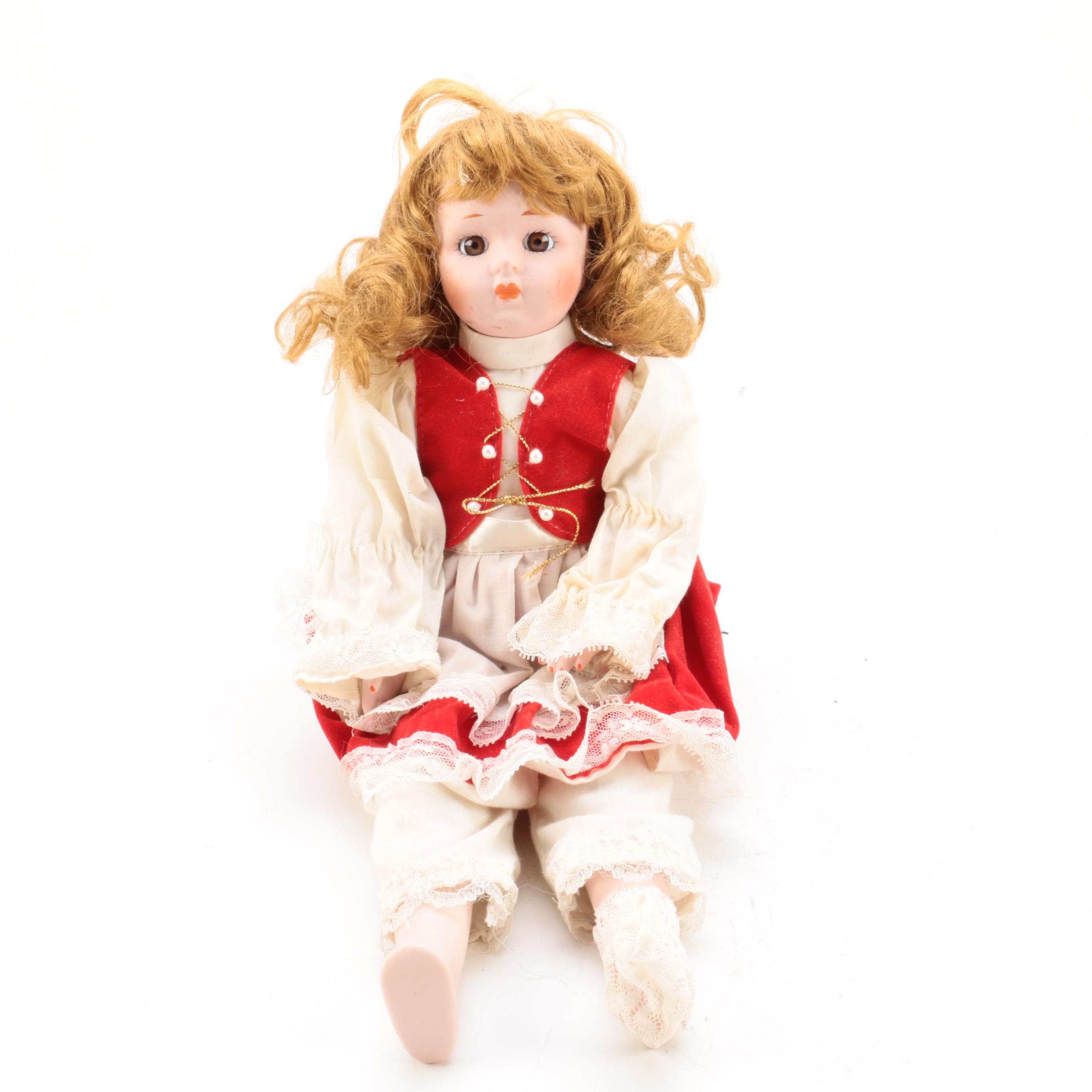 Seymour Mann "My Special Angel" Vinyl Doll with Vintage Porcelain Doll