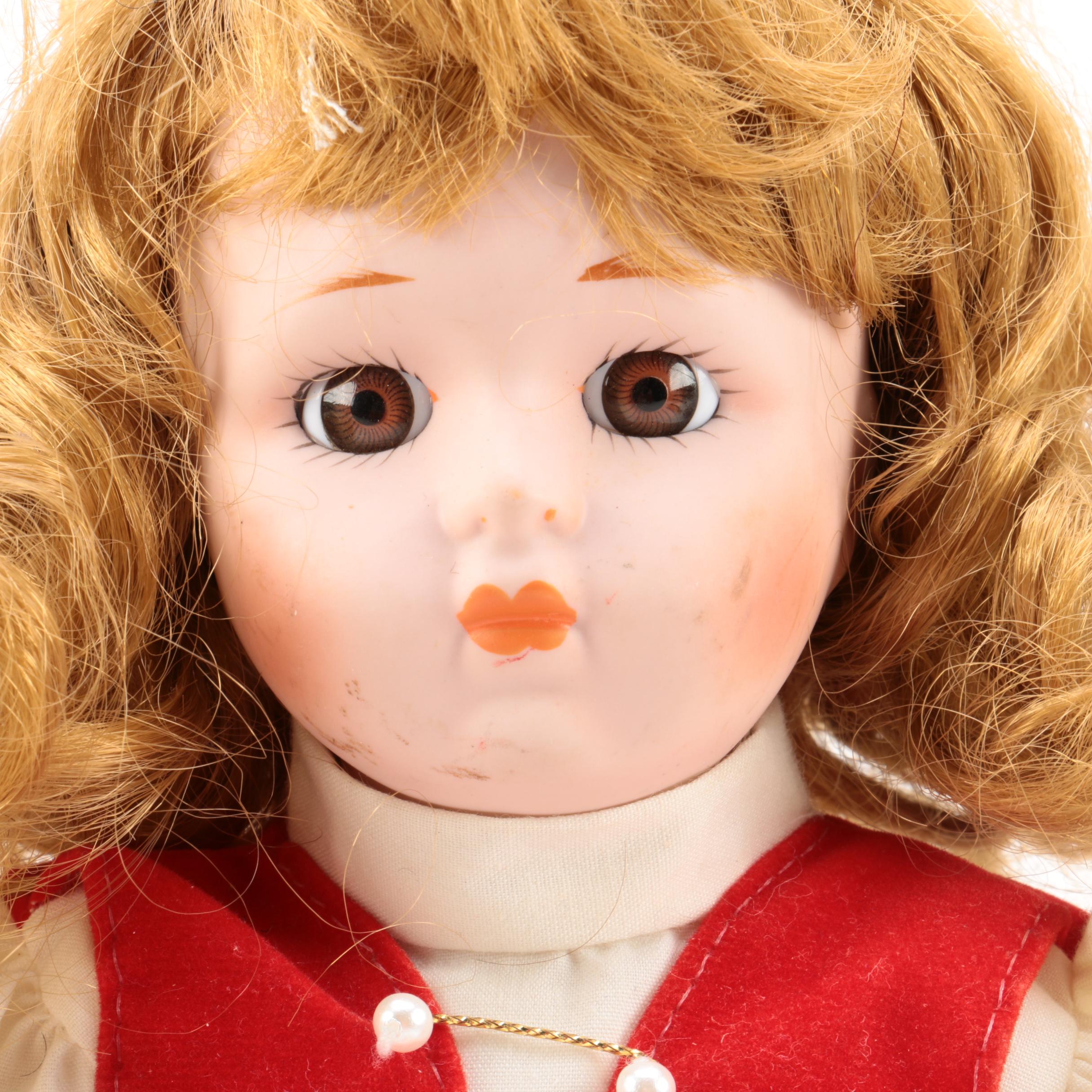 Seymour Mann "My Special Angel" Vinyl Doll with Vintage Porcelain Doll