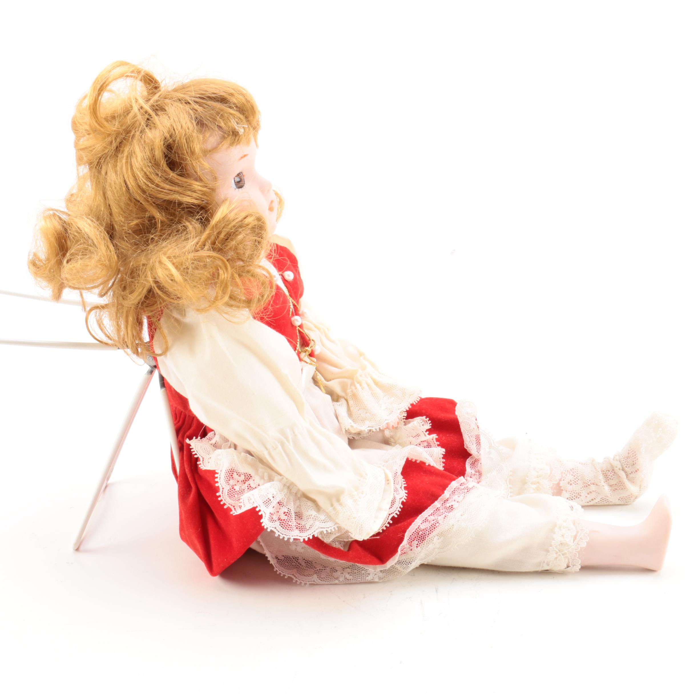 Seymour Mann "My Special Angel" Vinyl Doll with Vintage Porcelain Doll