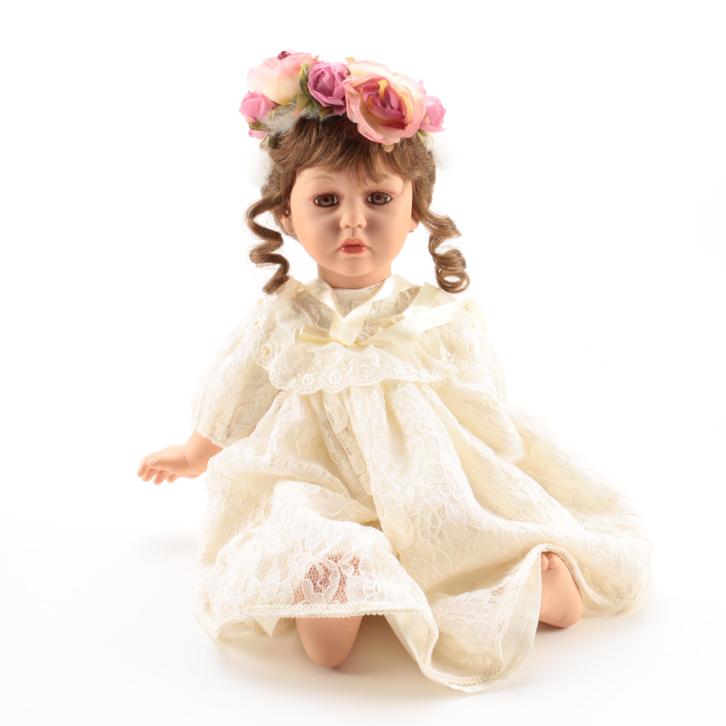 Seymour Mann "My Special Angel" Vinyl Doll with Vintage Porcelain Doll