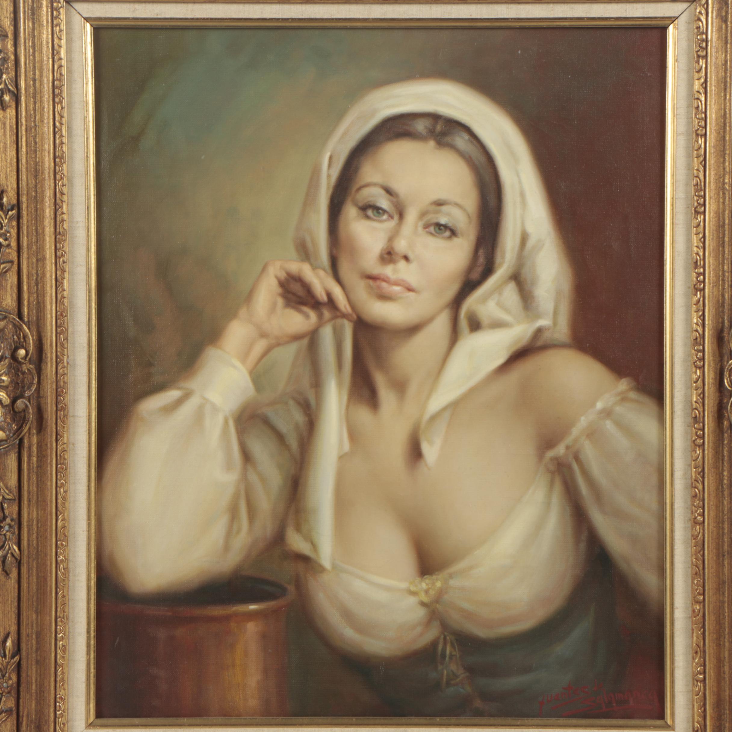 Jose Fuentes de Salamanca Oil Painting Portrait of Young Woman