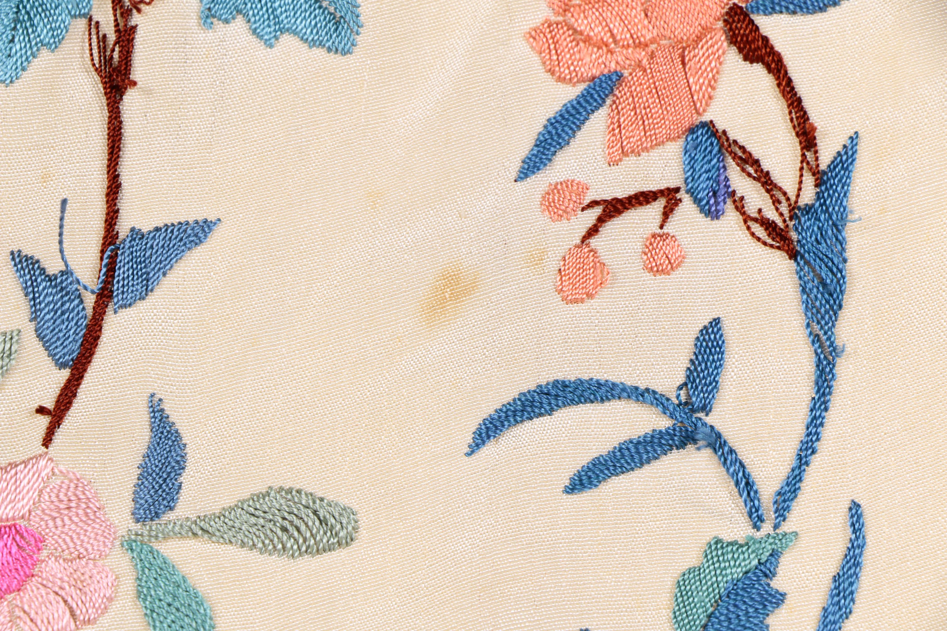 Antique Embroidered Silk Piano Shawl