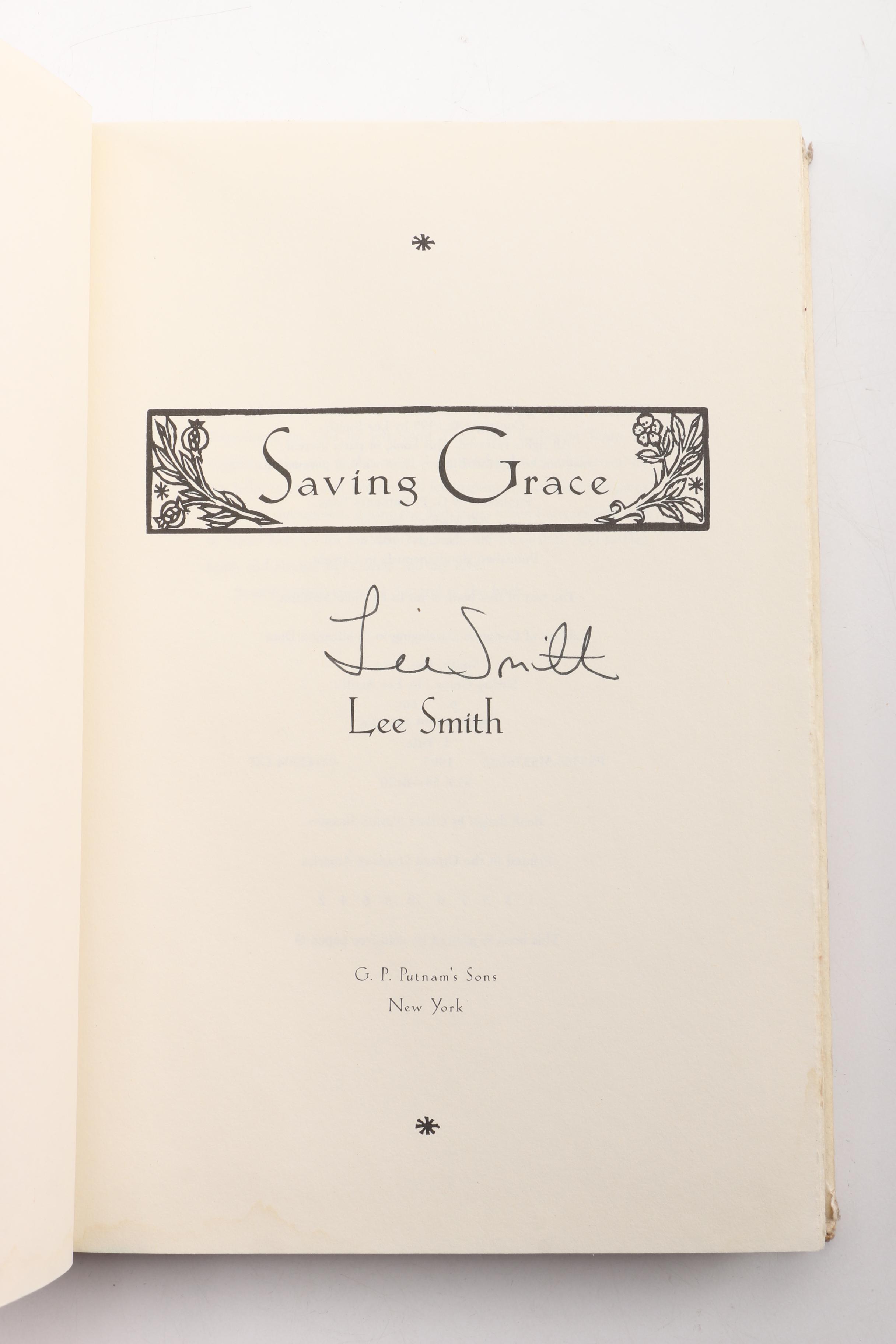 1995 Autographed First Edition "Saving Grace" by Lee Smith