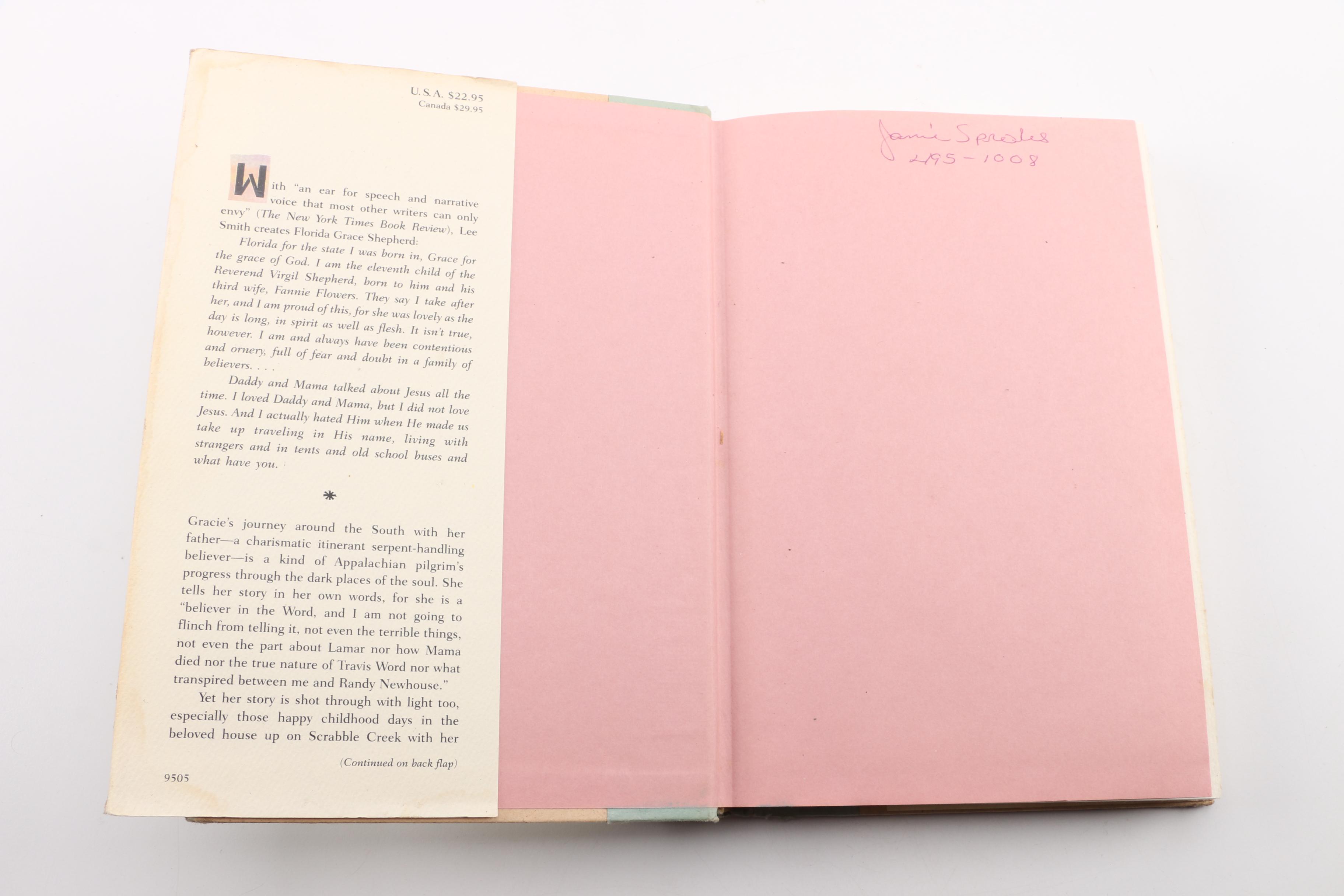 1995 Autographed First Edition "Saving Grace" by Lee Smith