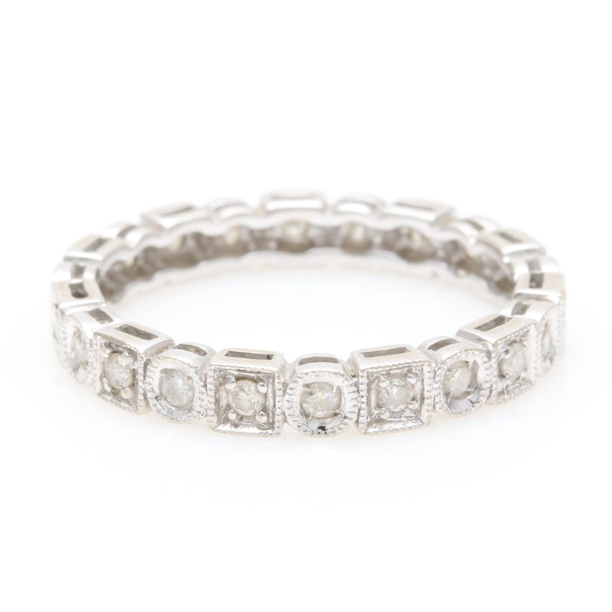 14K White Gold Diamond Eternity Band