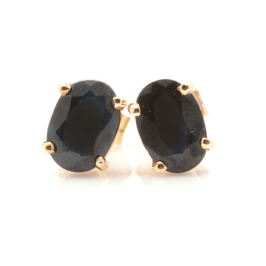 14K Yellow Gold Sapphire Stud Earrings