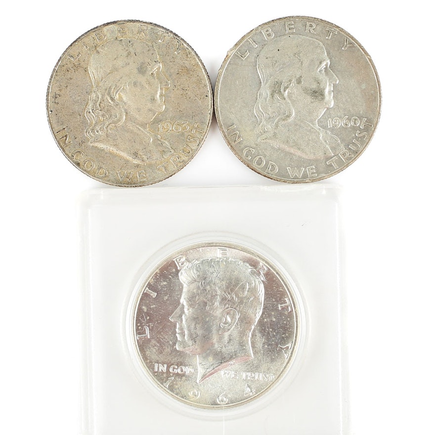 Kennedy and Franklin Silver Half Dollars