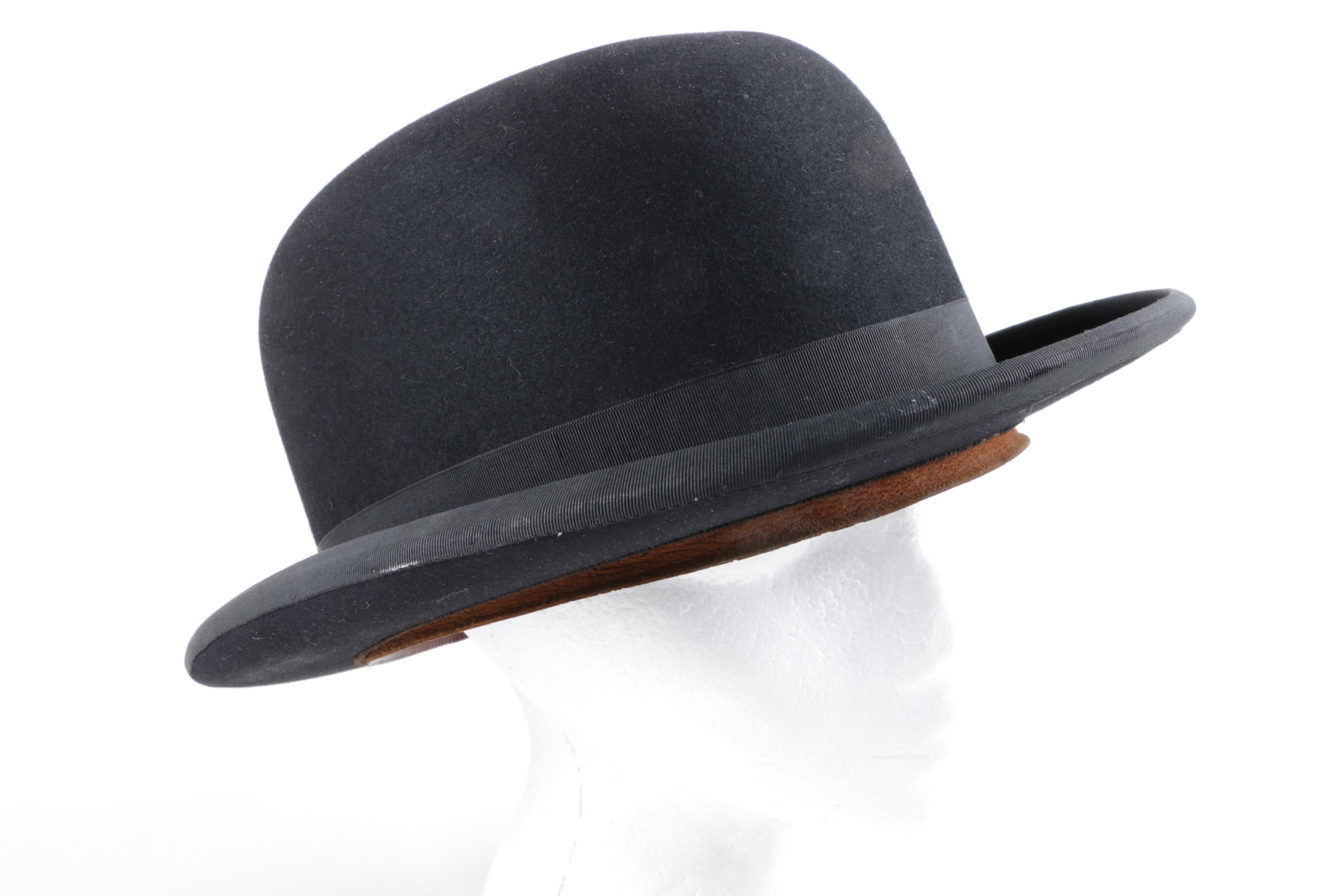 Vintage Wormser Black Felt Bowler Hat with Knox Hat Box