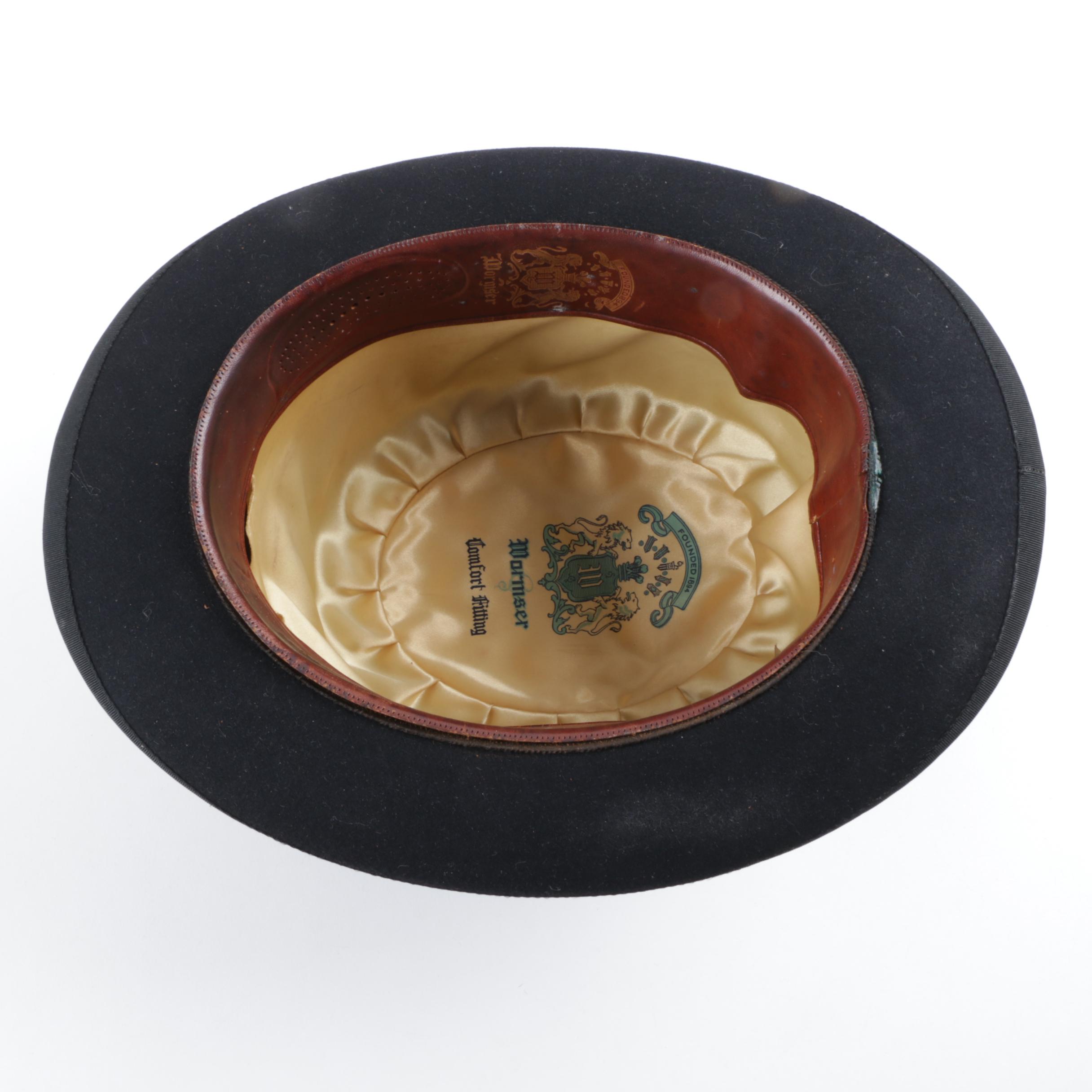 Vintage Wormser Black Felt Bowler Hat with Knox Hat Box