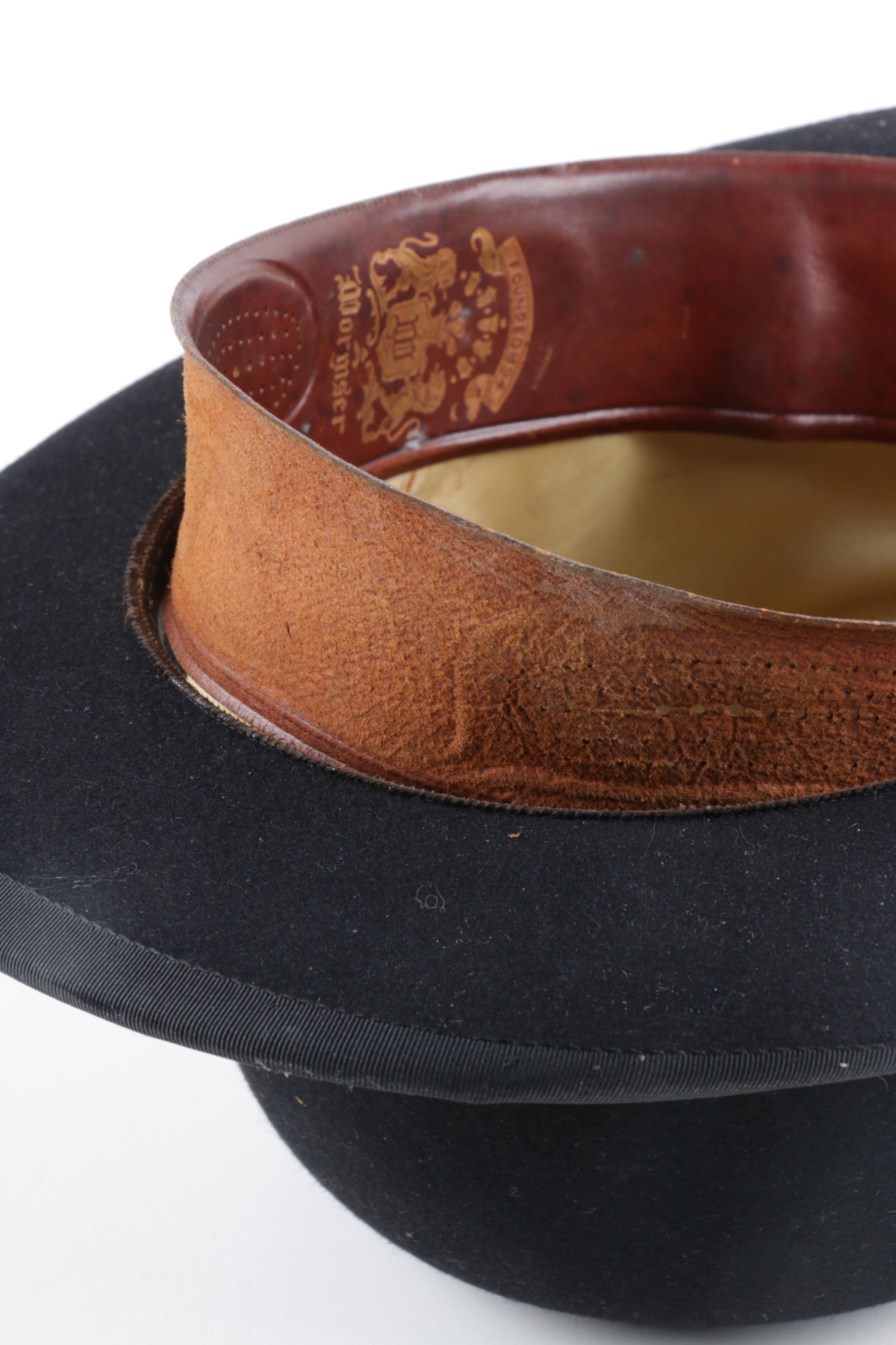 Vintage Wormser Black Felt Bowler Hat with Knox Hat Box