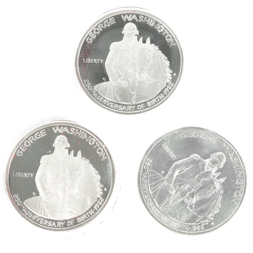 Silver 1982 Washington Anniversary Commemorative Coins