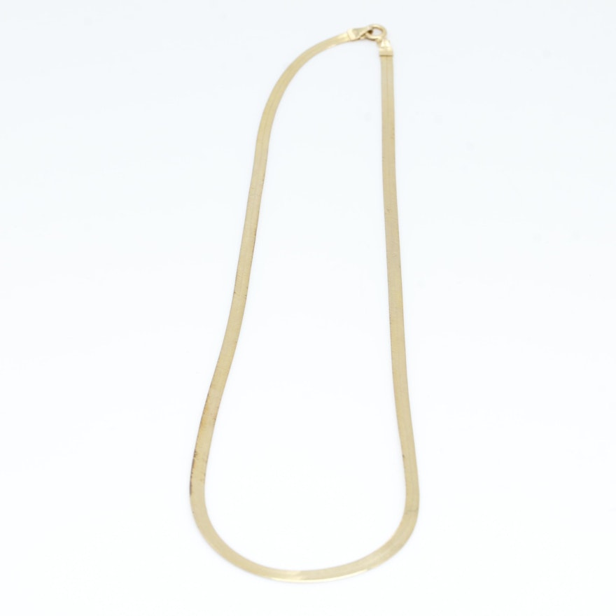 14K Yellow Gold Herringbone Chain Necklace