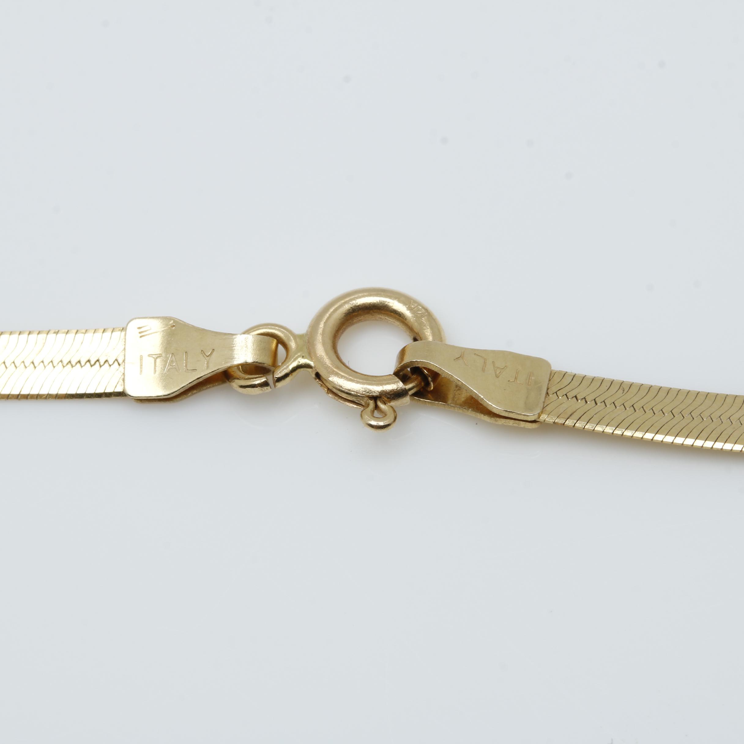 14K Yellow Gold Herringbone Chain Necklace