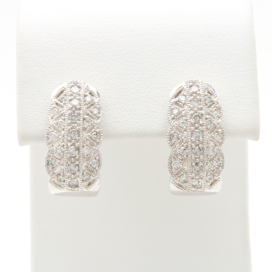 14K White Gold Diamond Earrings