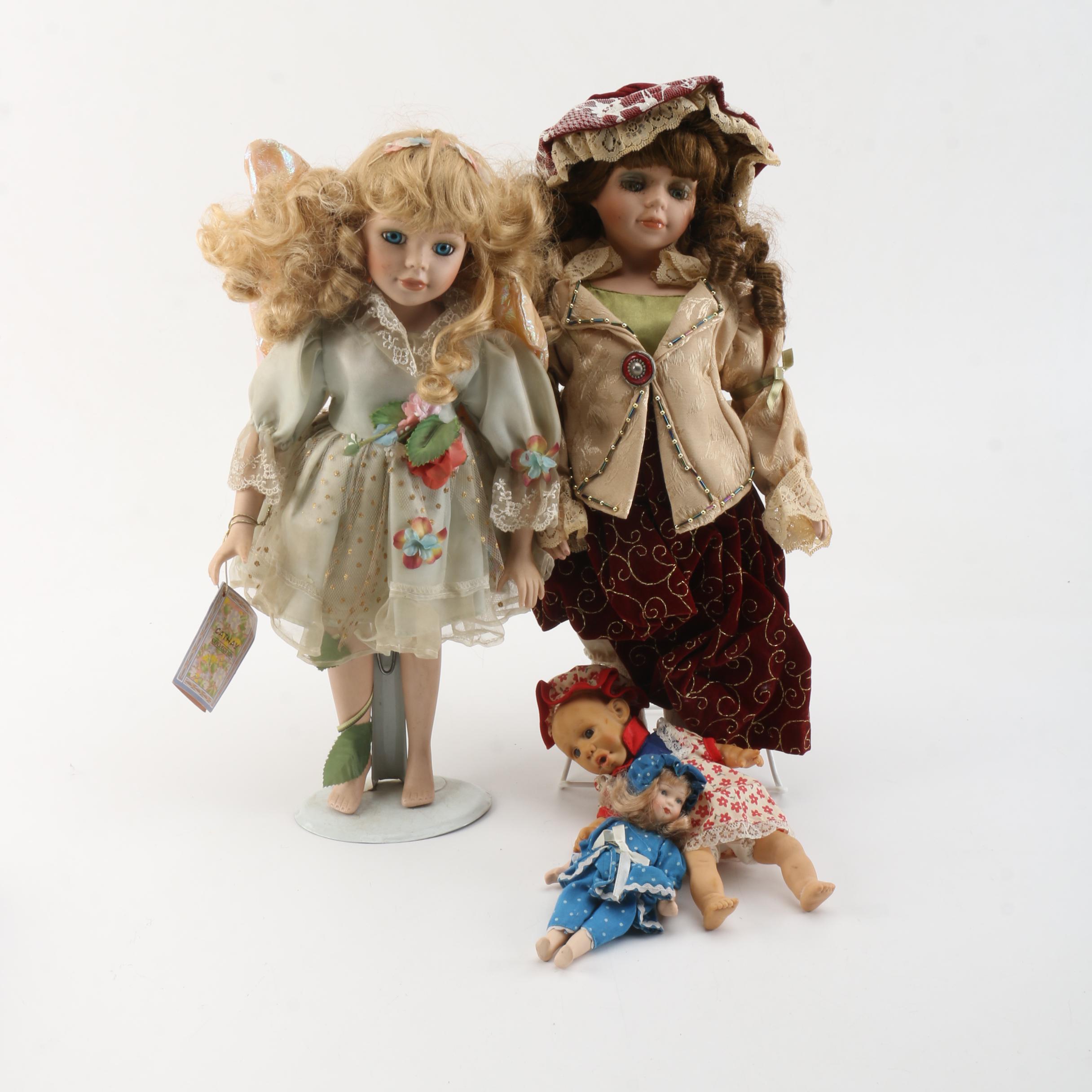Vintage Porcelain and Vinyl Dolls Featuring Cathay Collection and DanDee