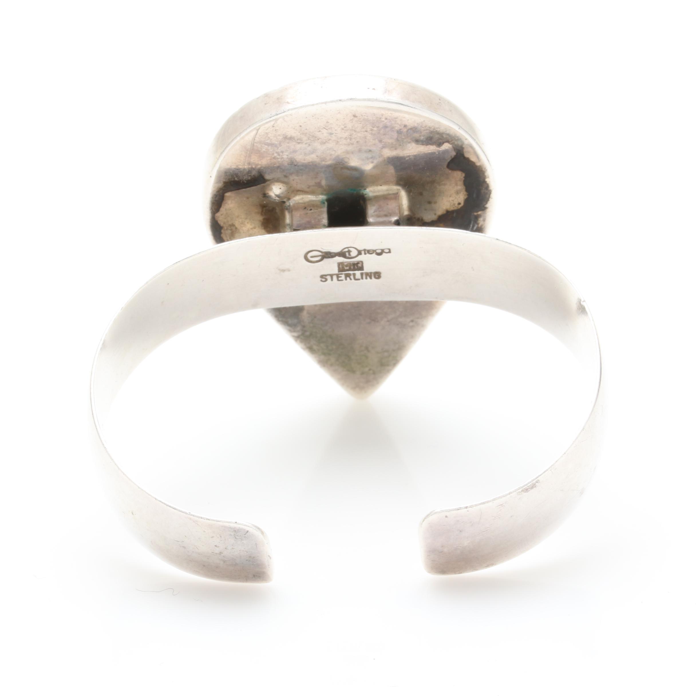 Gilbert Ortega Sterling Silver Adjustable Cuff Bangle with 14K Gold Accents