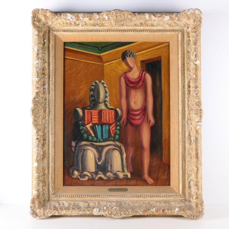 Oil Painting on Canvas in the Style of Giorgio De Chirico