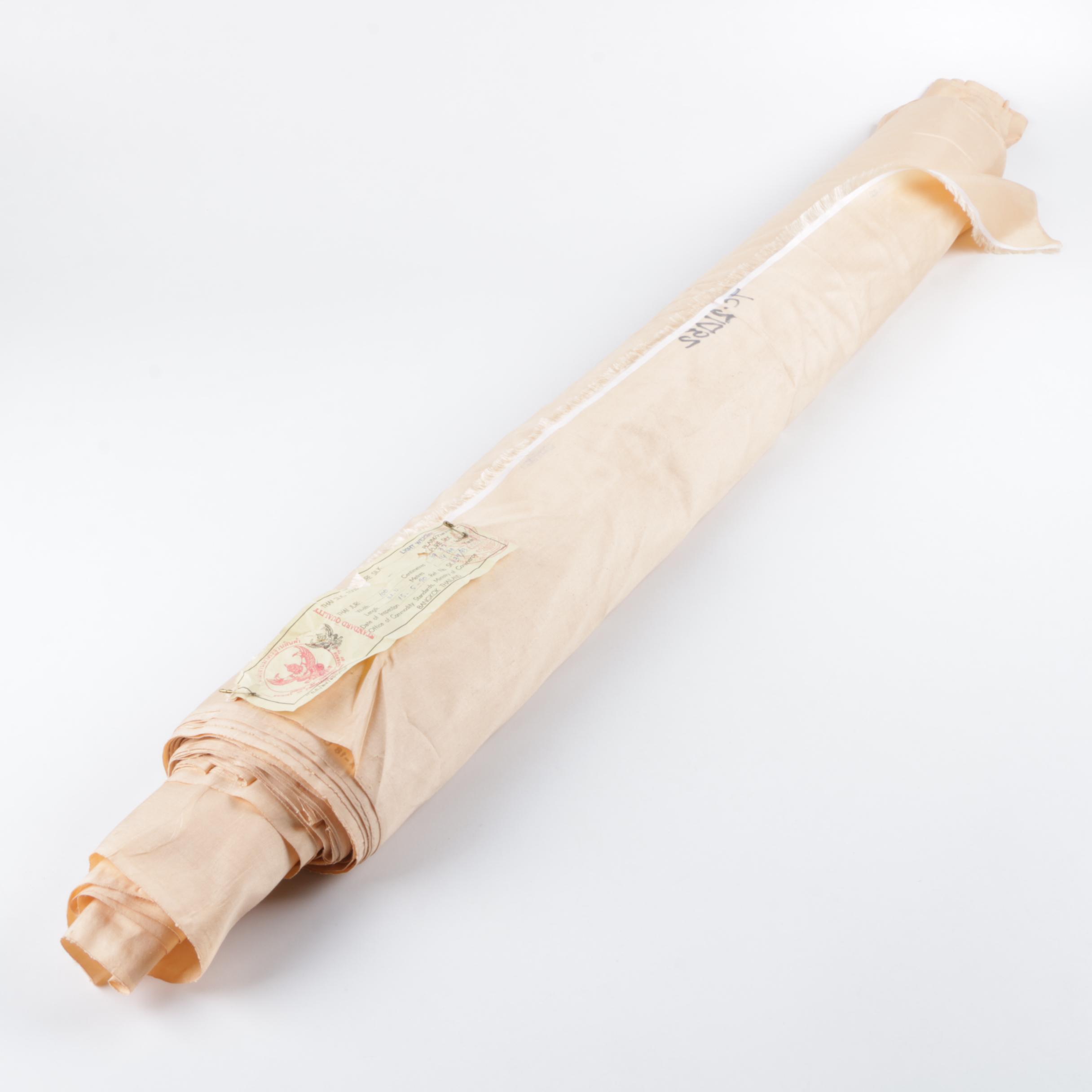 Hand Woven Peach Thai Silk Fabric