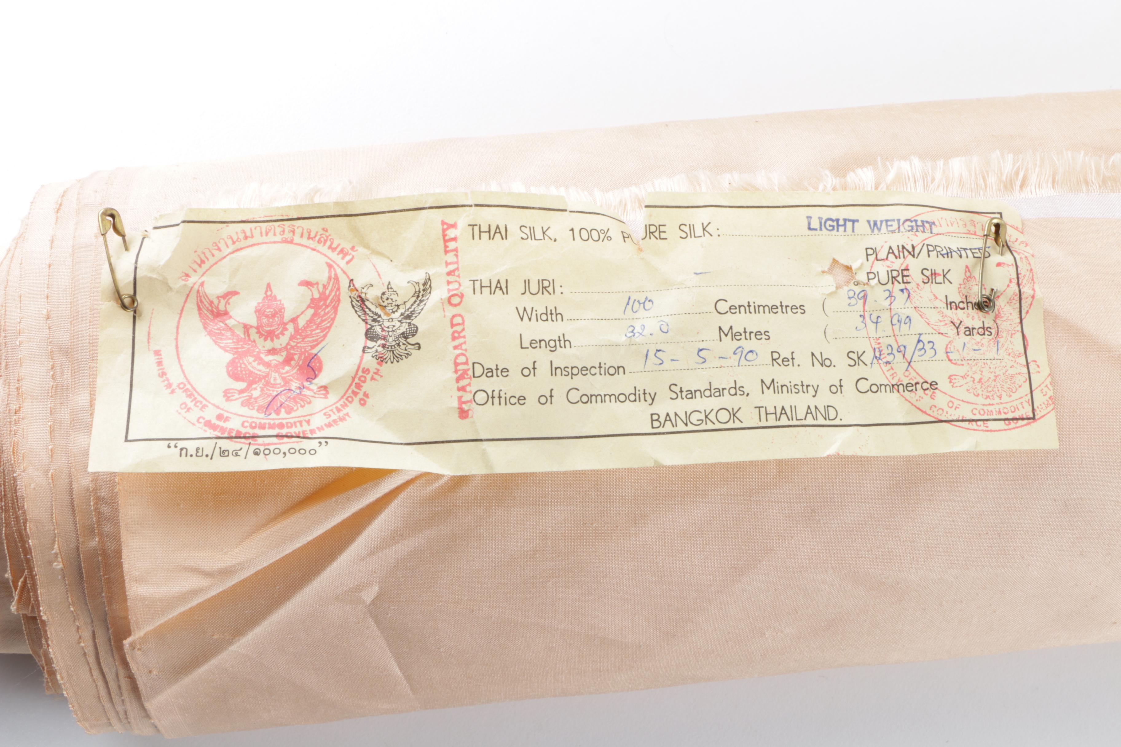 Hand Woven Peach Thai Silk Fabric