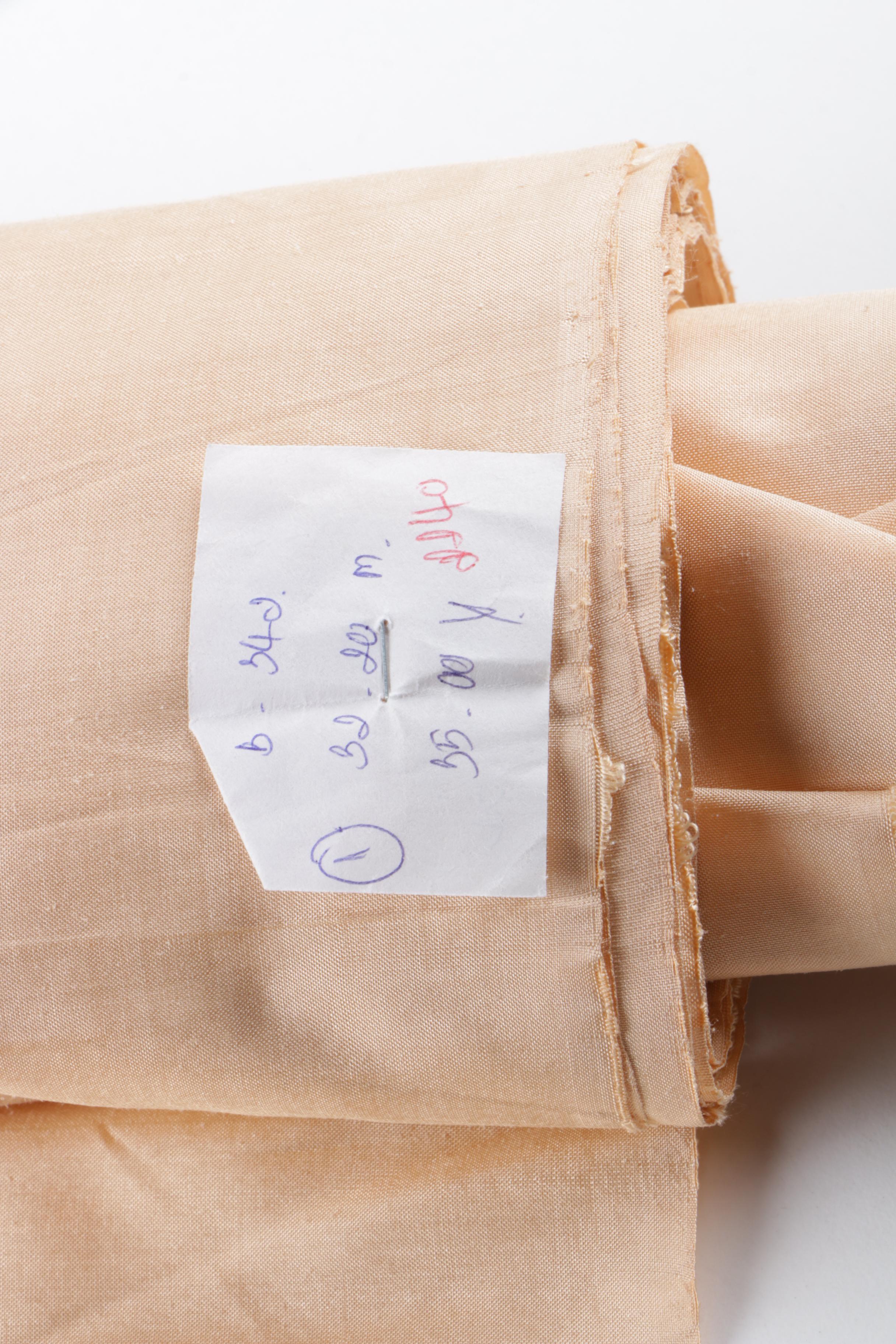 Hand Woven Peach Thai Silk Fabric