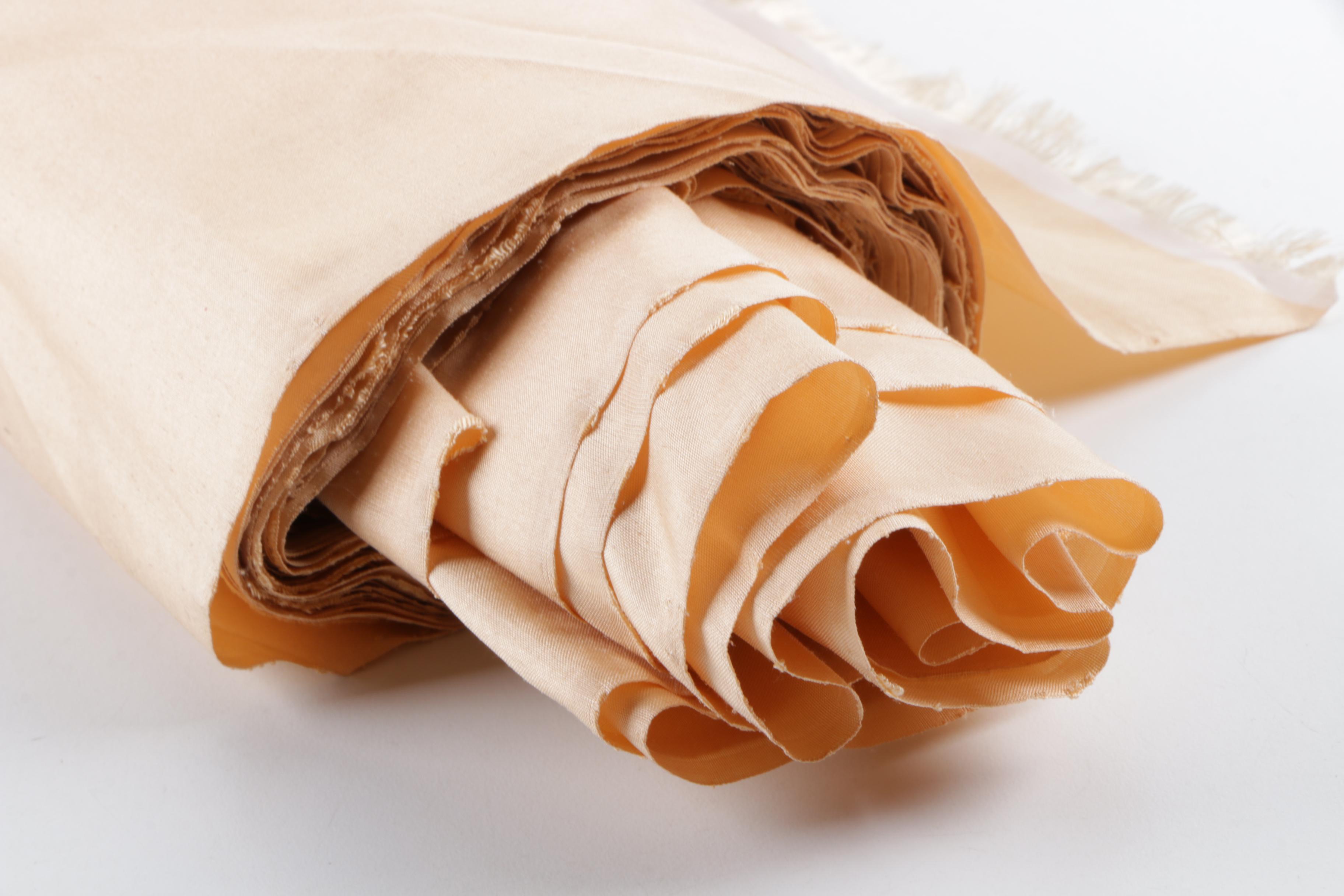 Hand Woven Peach Thai Silk Fabric