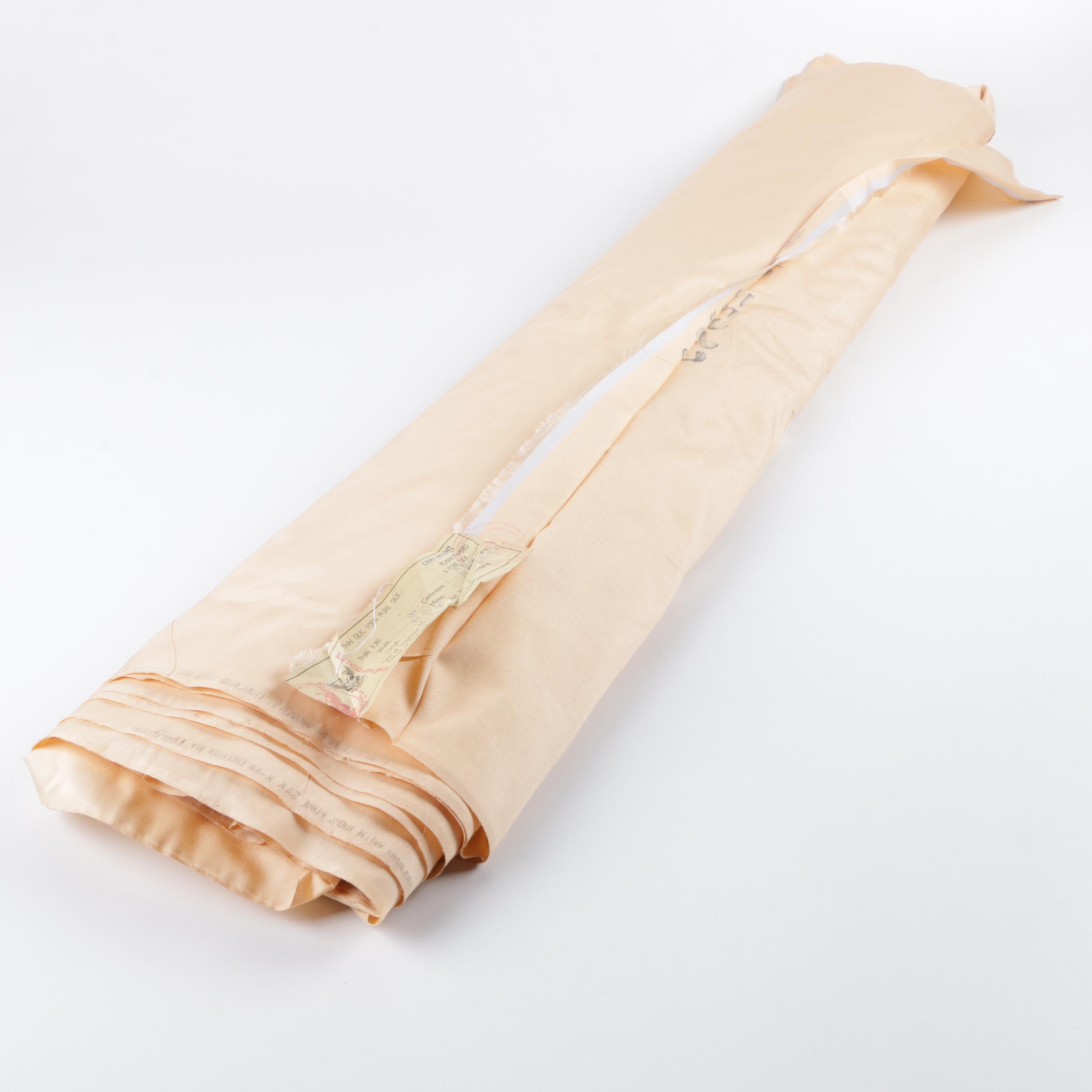 Hand Woven Peach Thai Silk Fabric