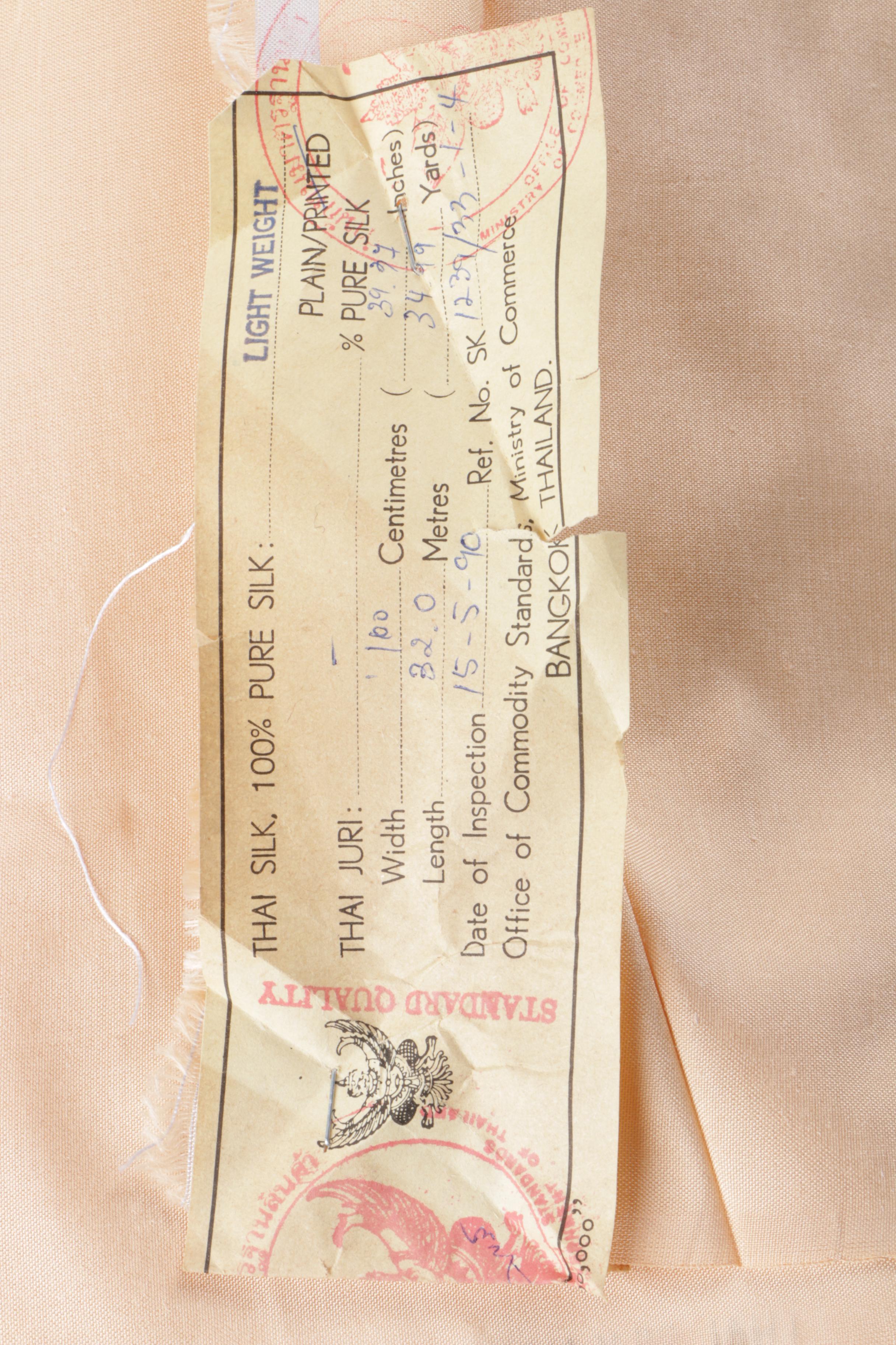 Hand Woven Peach Thai Silk Fabric