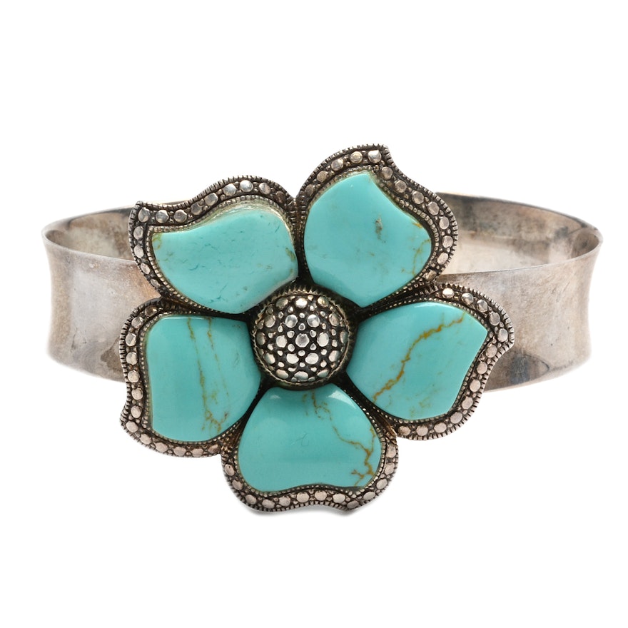 Sterling Silver Imitation Turquoise Cuff Bracelet