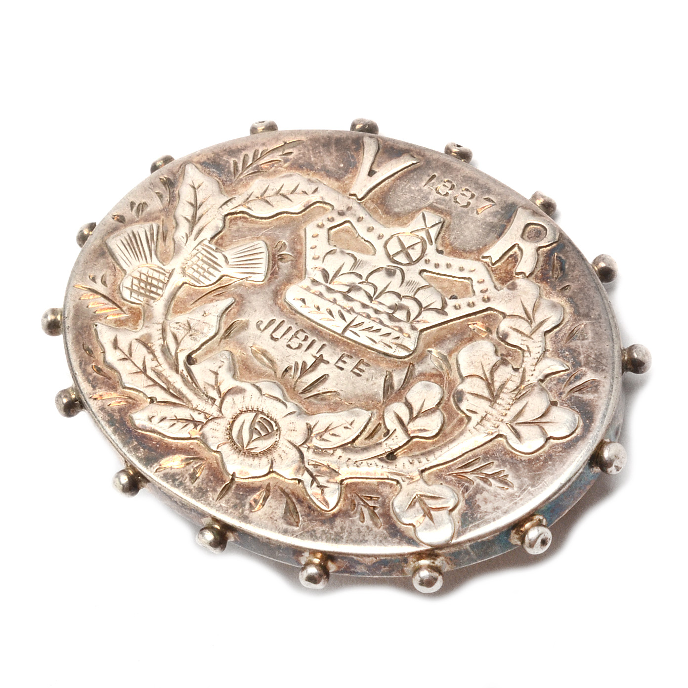 Sterling Silver Victorian 1887 Jubilee Brooch