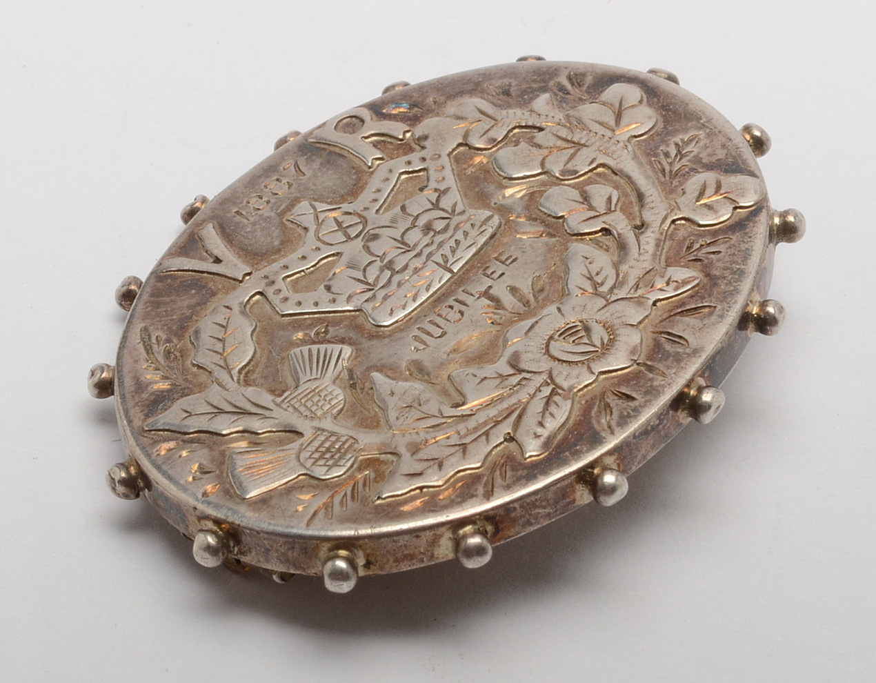Sterling Silver Victorian 1887 Jubilee Brooch