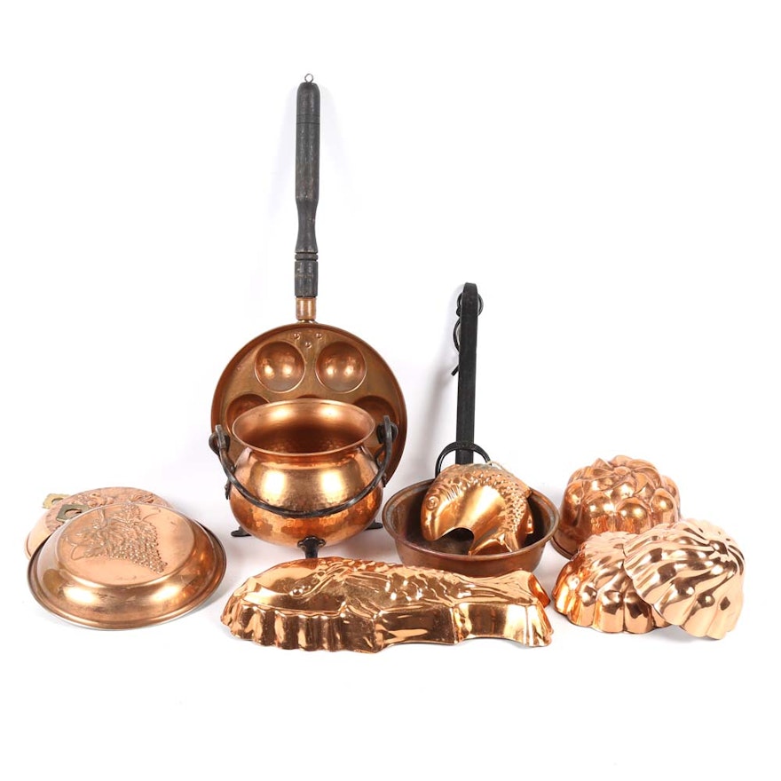 Copper Pans, Molds and Decor