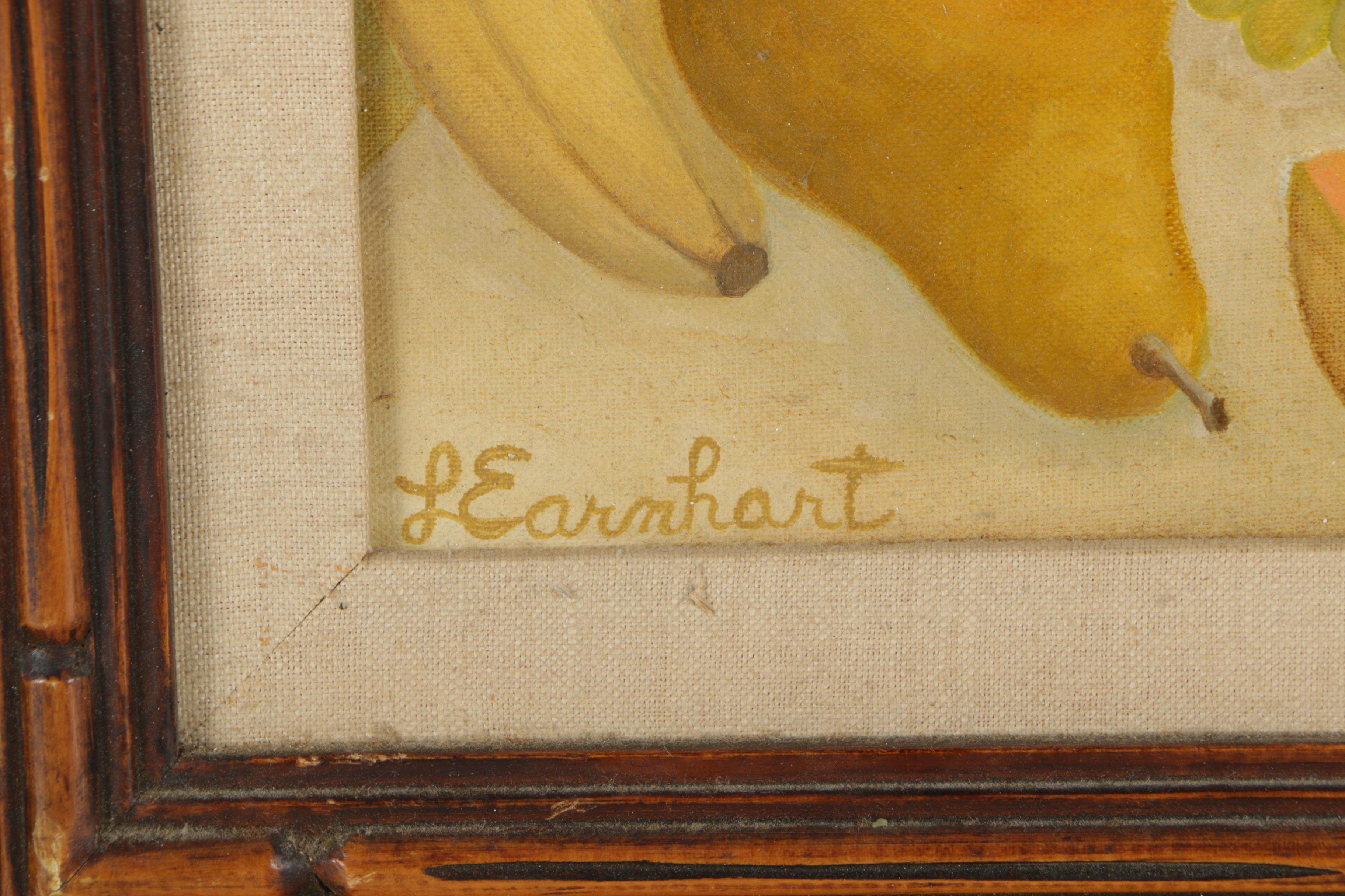 L. Earnhart 1971 Oil Painting on Canvas "Fruit and Wine"