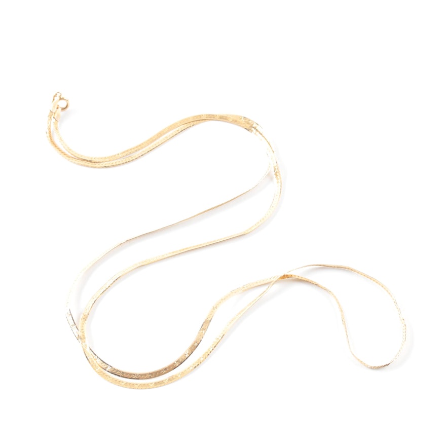 14K Yellow Gold Italian Flat Snake Chain Necklace